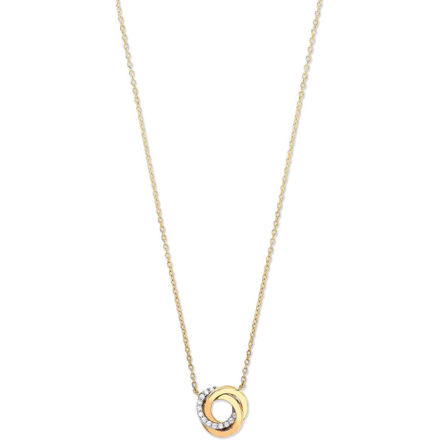 Y, W & R/G Entwined 3 Rings Cz Necklace