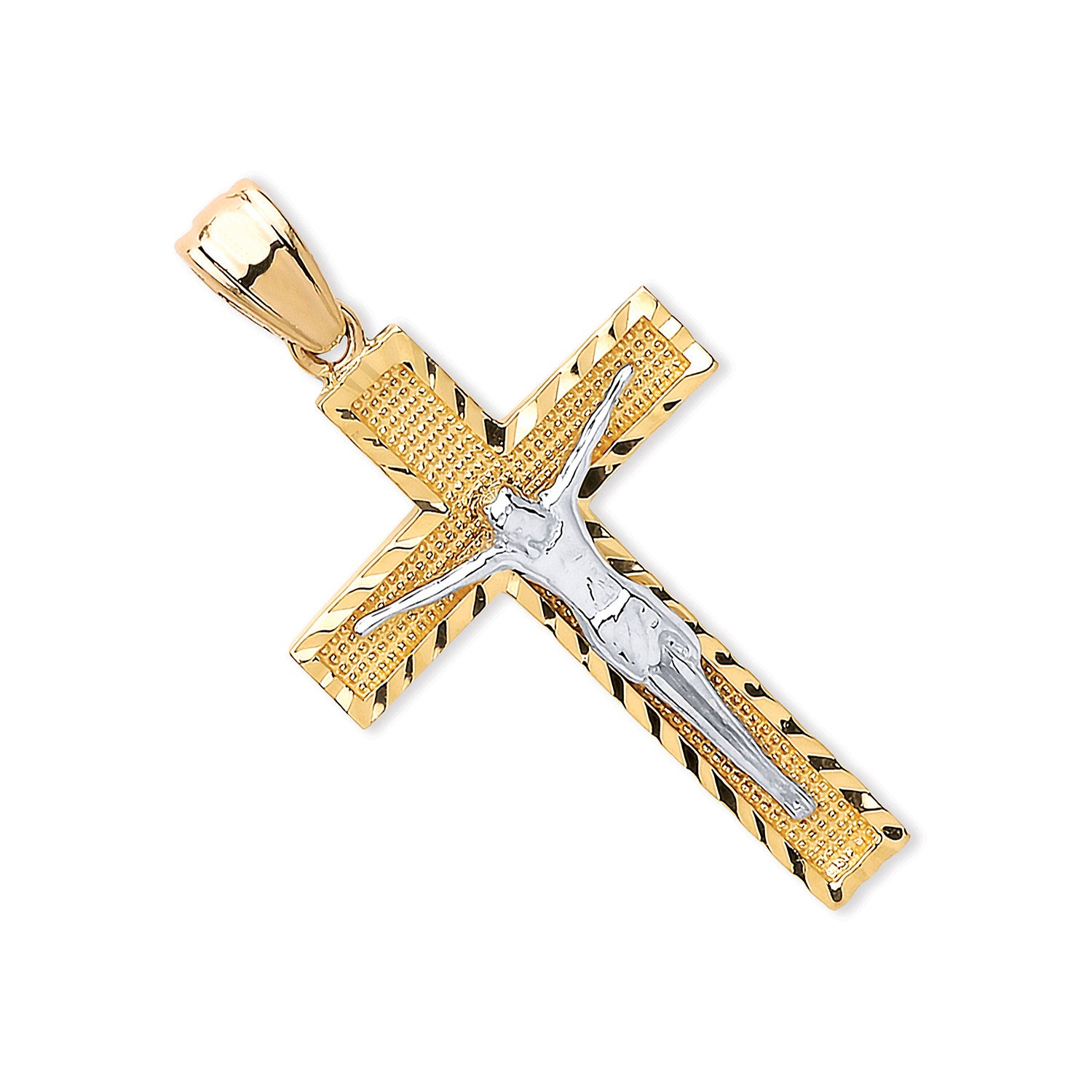 Yellow & White Gold Crucifix - 9ct Gold