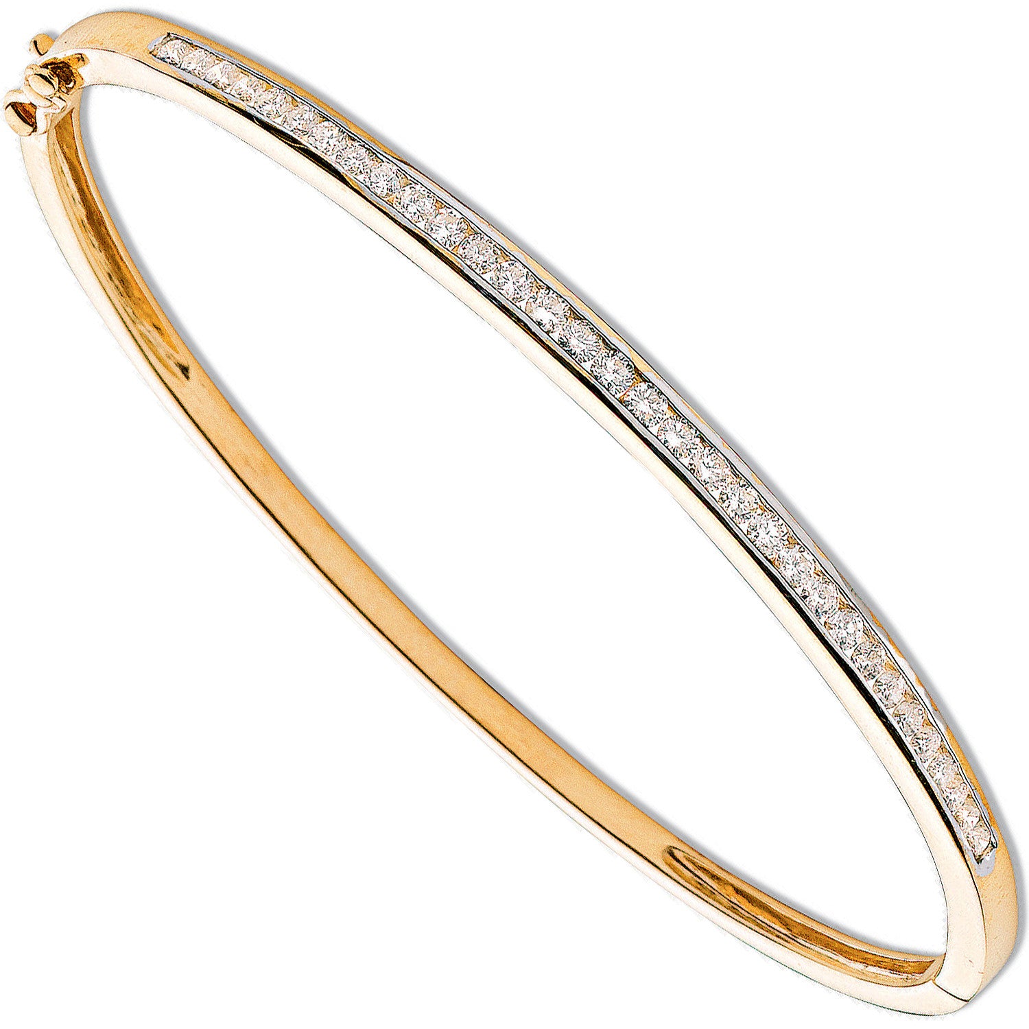 9ct Yellow Gold 1.00ct Channel Set Diamond Bangle - 9ct Gold