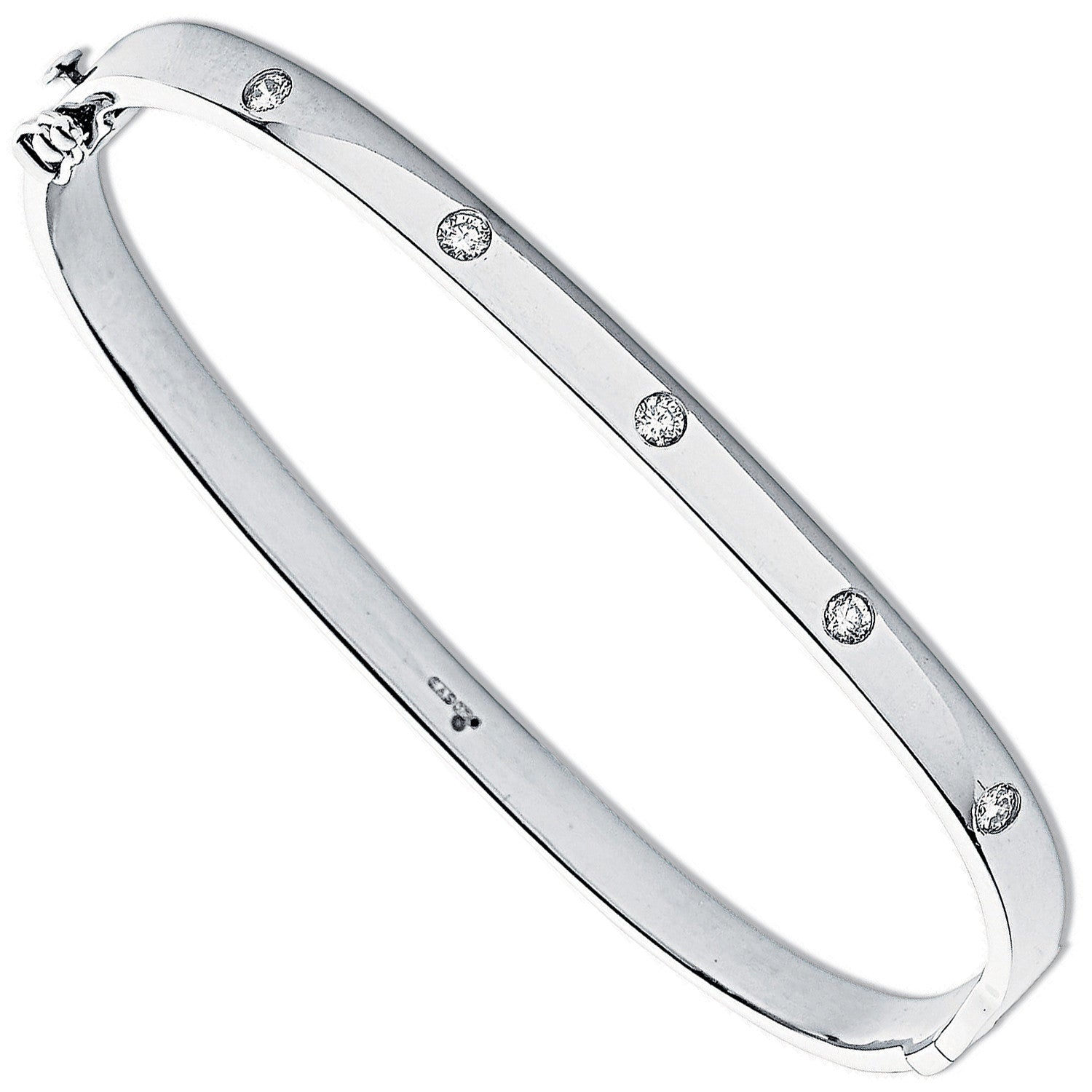 9ct White Gold 0.20ct 5 Stone Diamond Bangle - 9ct Gold