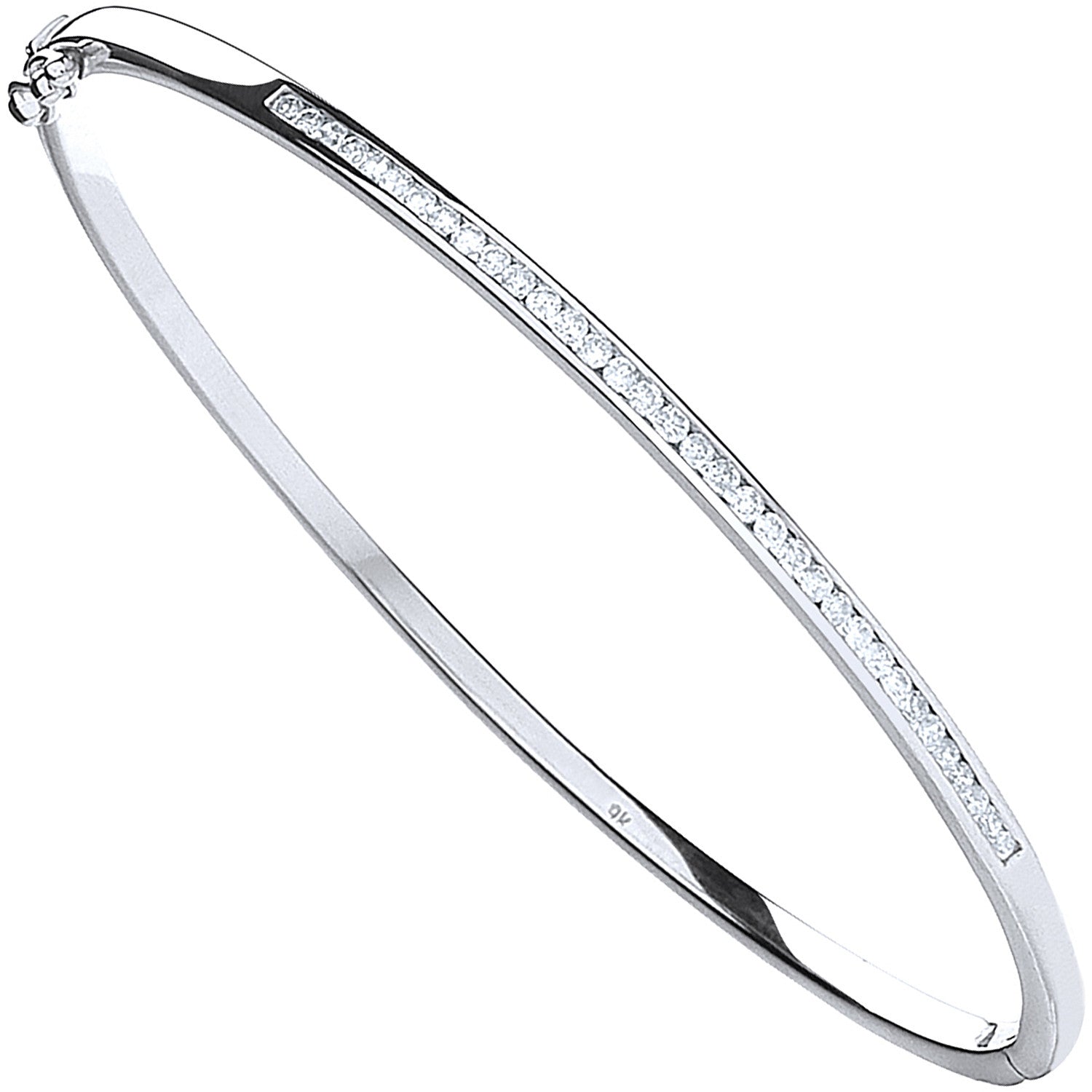9ct White Gold 0.50ct Channel Set Diamond Bangle - 9ct Gold
