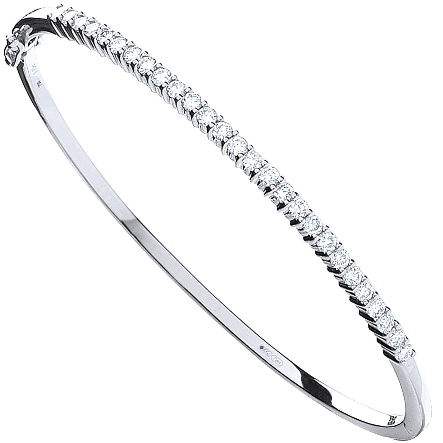 18ct White Gold 1.15ctw Diamond Bangle - 18ct Gold