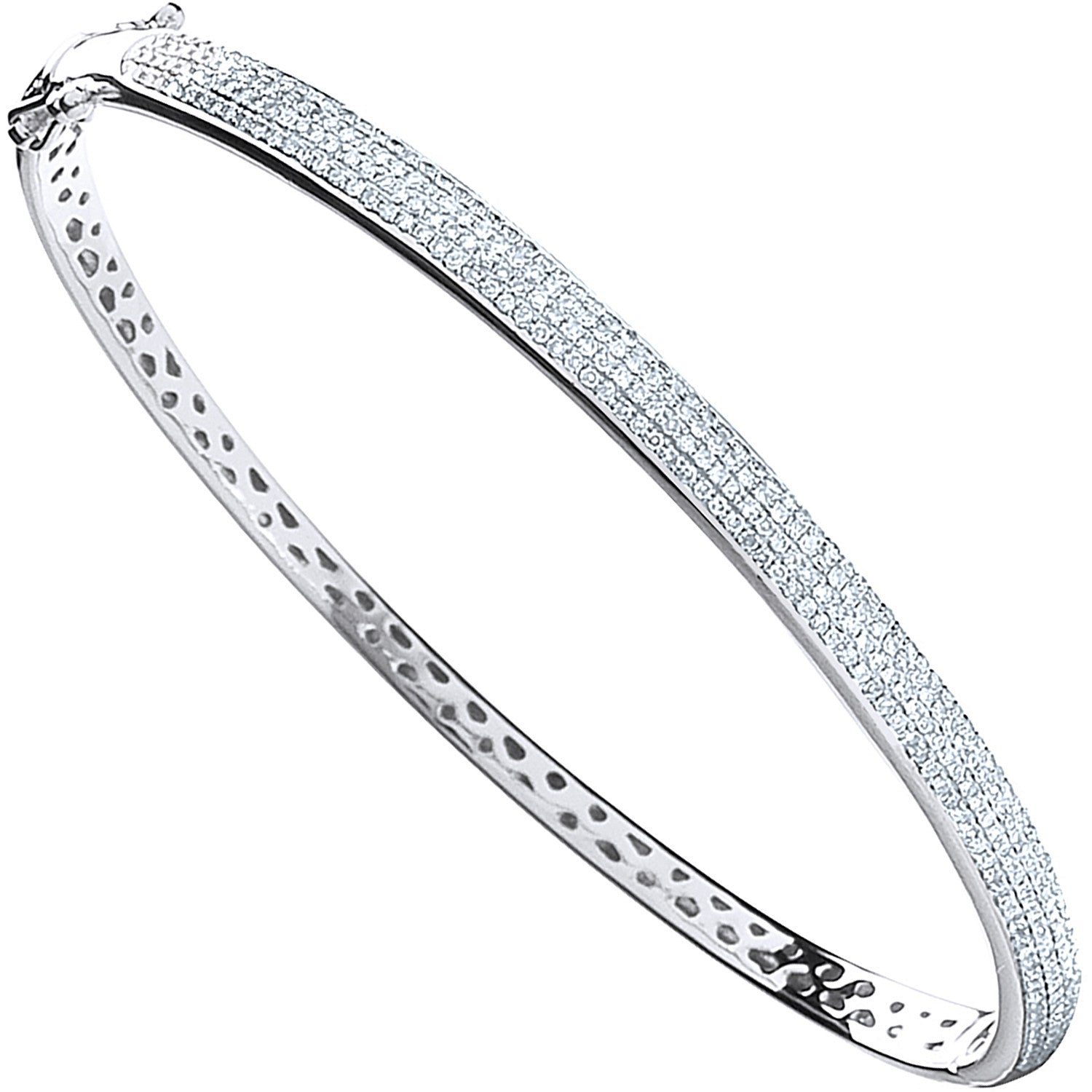 9ct White Gold 0.86ctw Pave Set Diamond Bangle - 9ct Gold