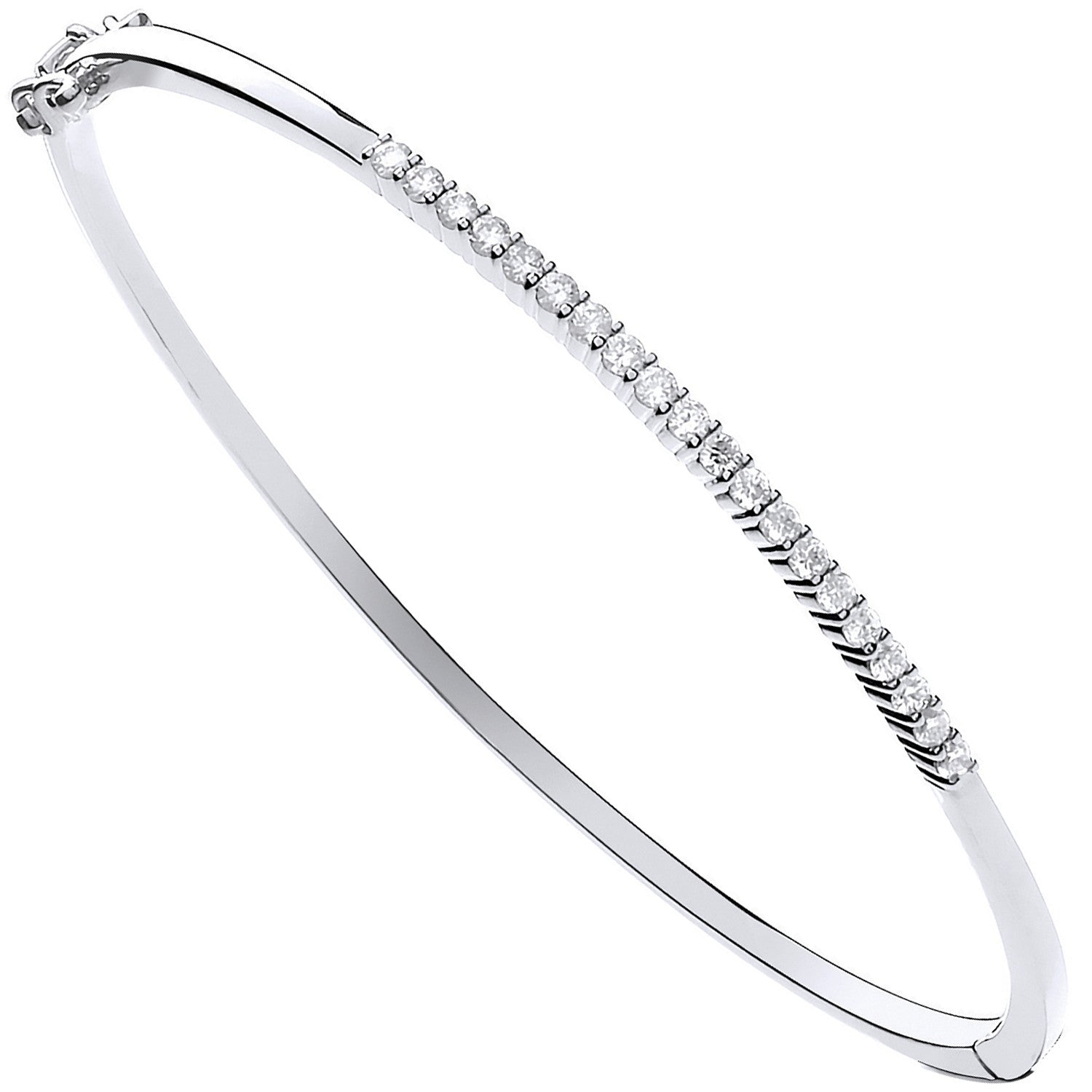 9ct White Gold 0.50ctw Diamond Bangle - 9ct Gold