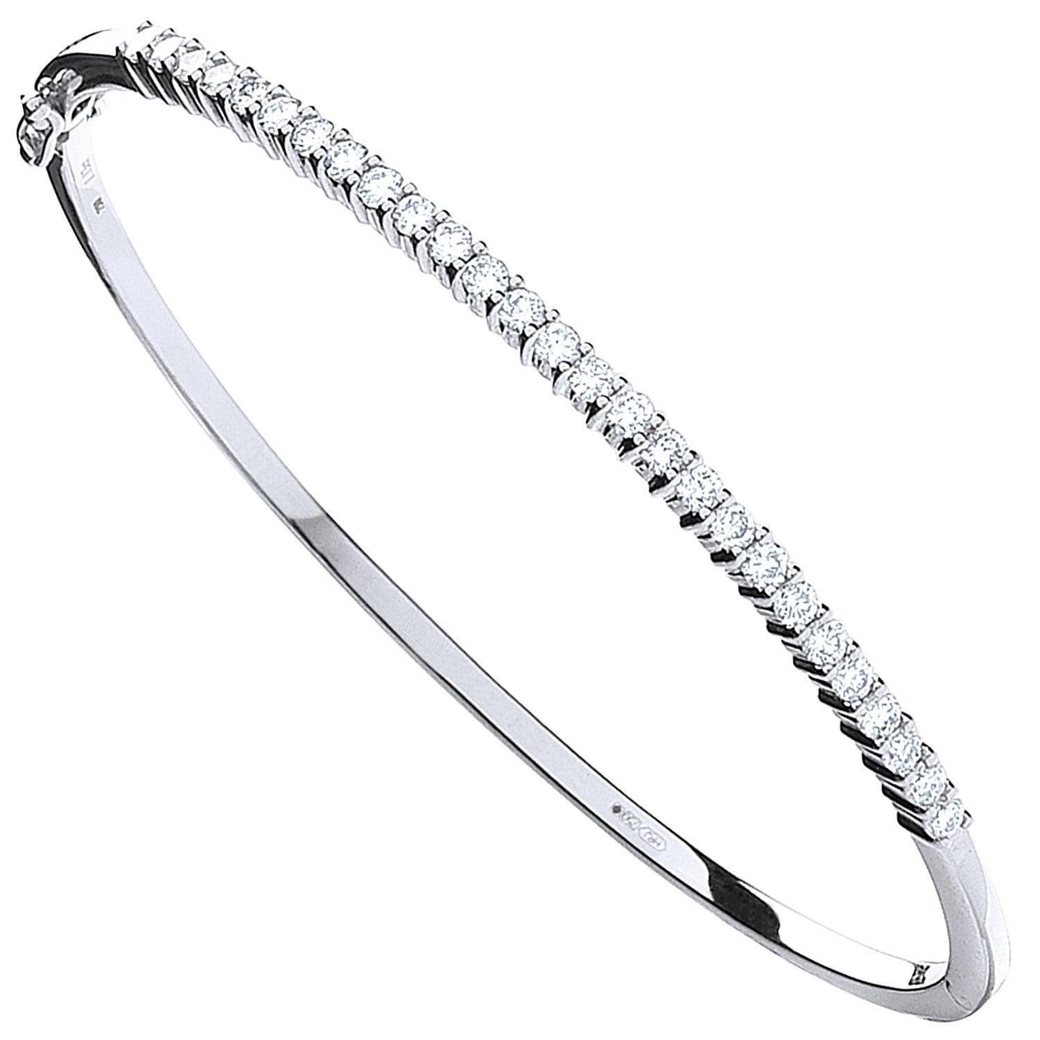 9ct White Gold 1.10ctw Diamond Bangle - 9ct Gold