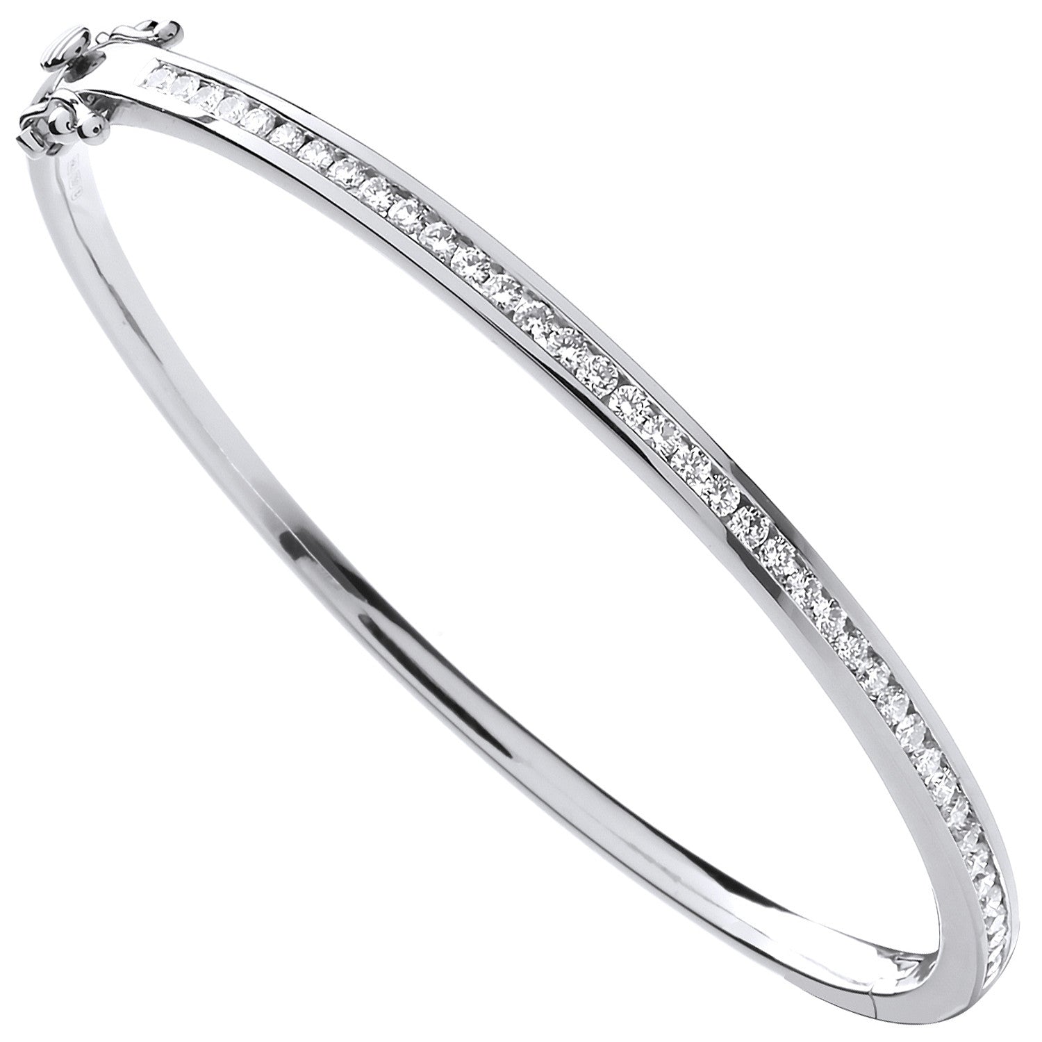 18ct White Gold 1.00ctw Diamond Bangle - 18ct Gold