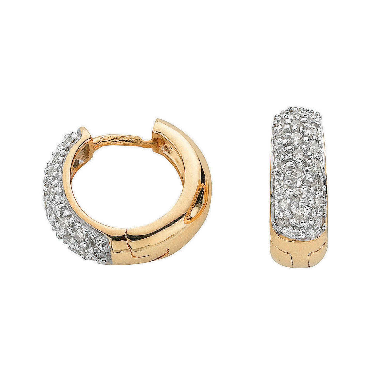 Boucles d'oreilles en or jaune 9 ct avec diamants de 0,42 ct - Or 9 ct