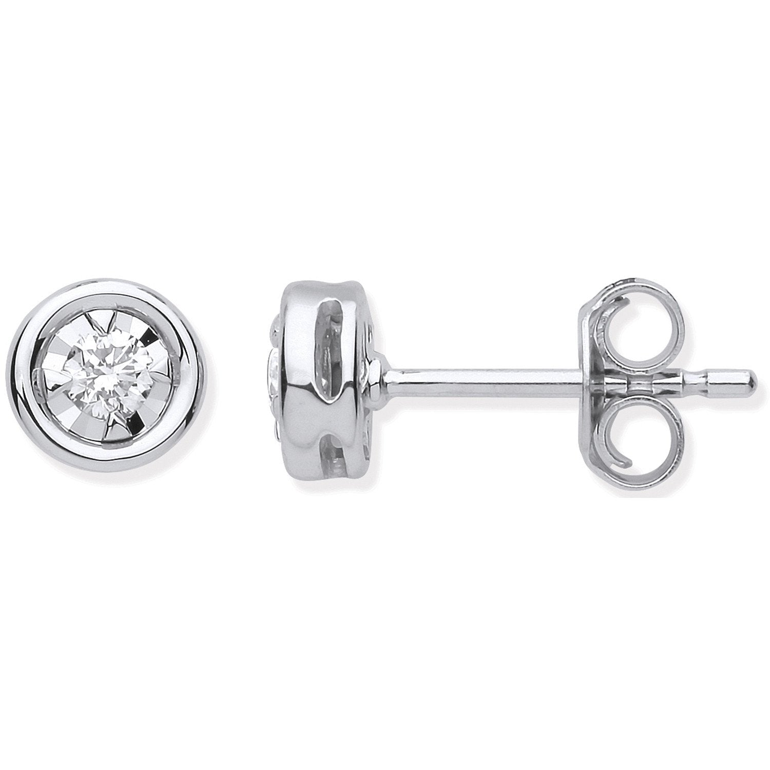 9ct WG Rub-Over Illusion Set 0.15ctw Diamond Studs