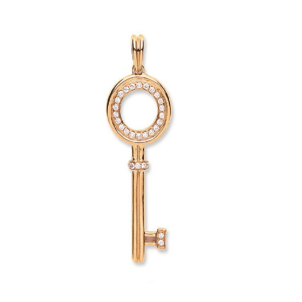 18ct Rose Gold 0.18ct Diamond Key - 18ct Gold