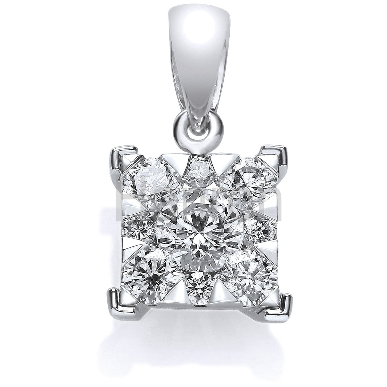 18ct White Gold 0.50ct tdw G/VS Diamond Illusion Set Pendant - 18ct Gold
