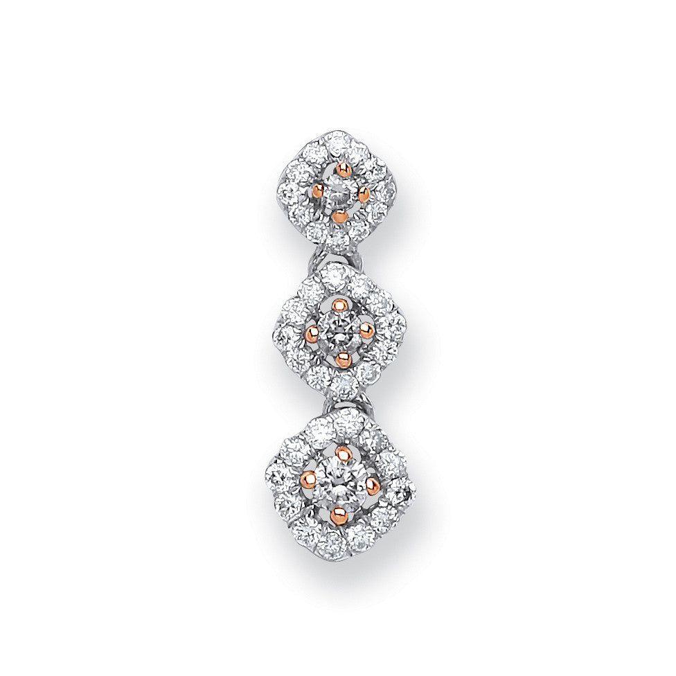 18ct White Gold 0.23ct White and Chocolate Diamond Pendant - 18ct Gold