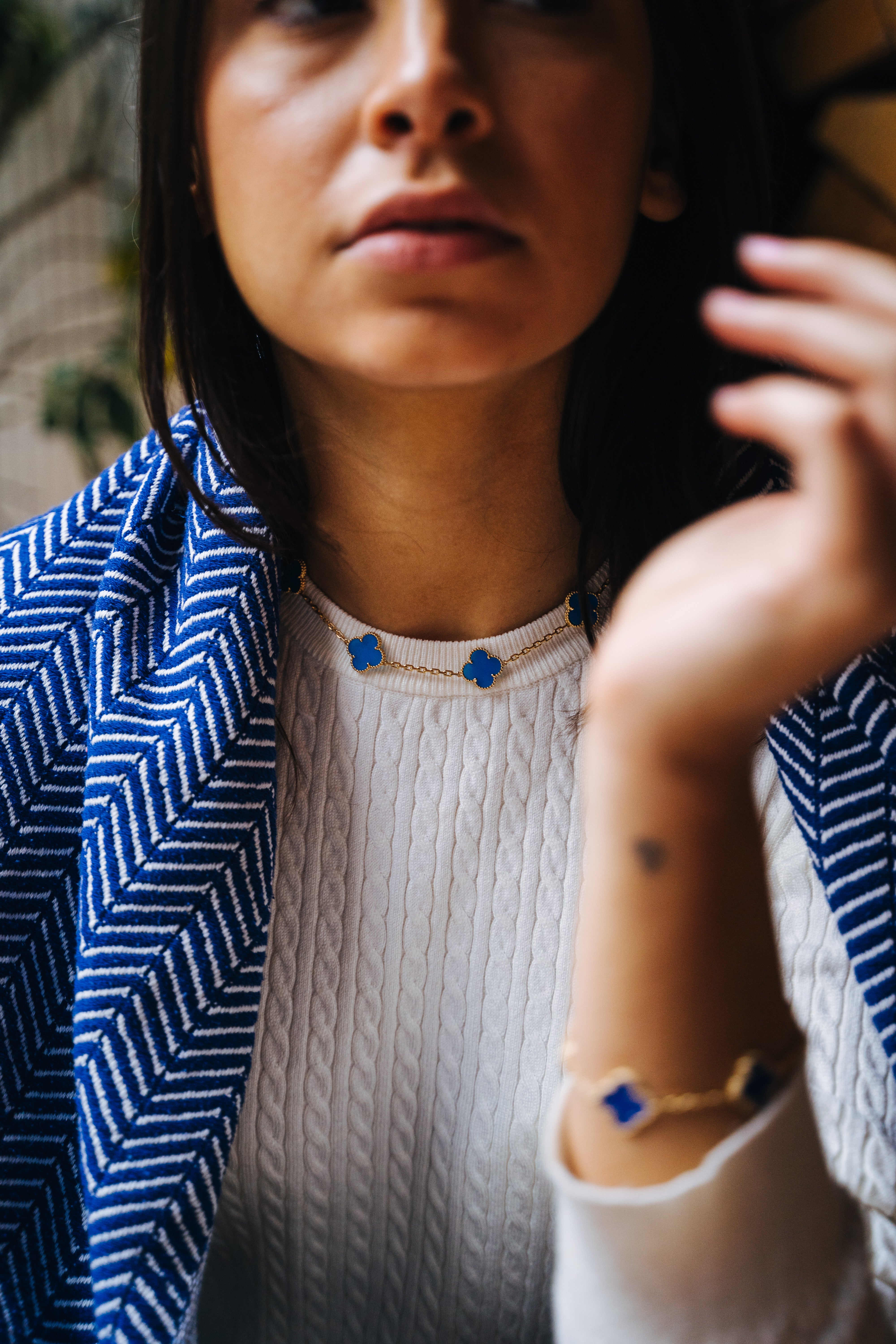 Van Cleef & Arpels Vintage Alhambra Necklace 10 Motifs Agate 18K Yellow Gold