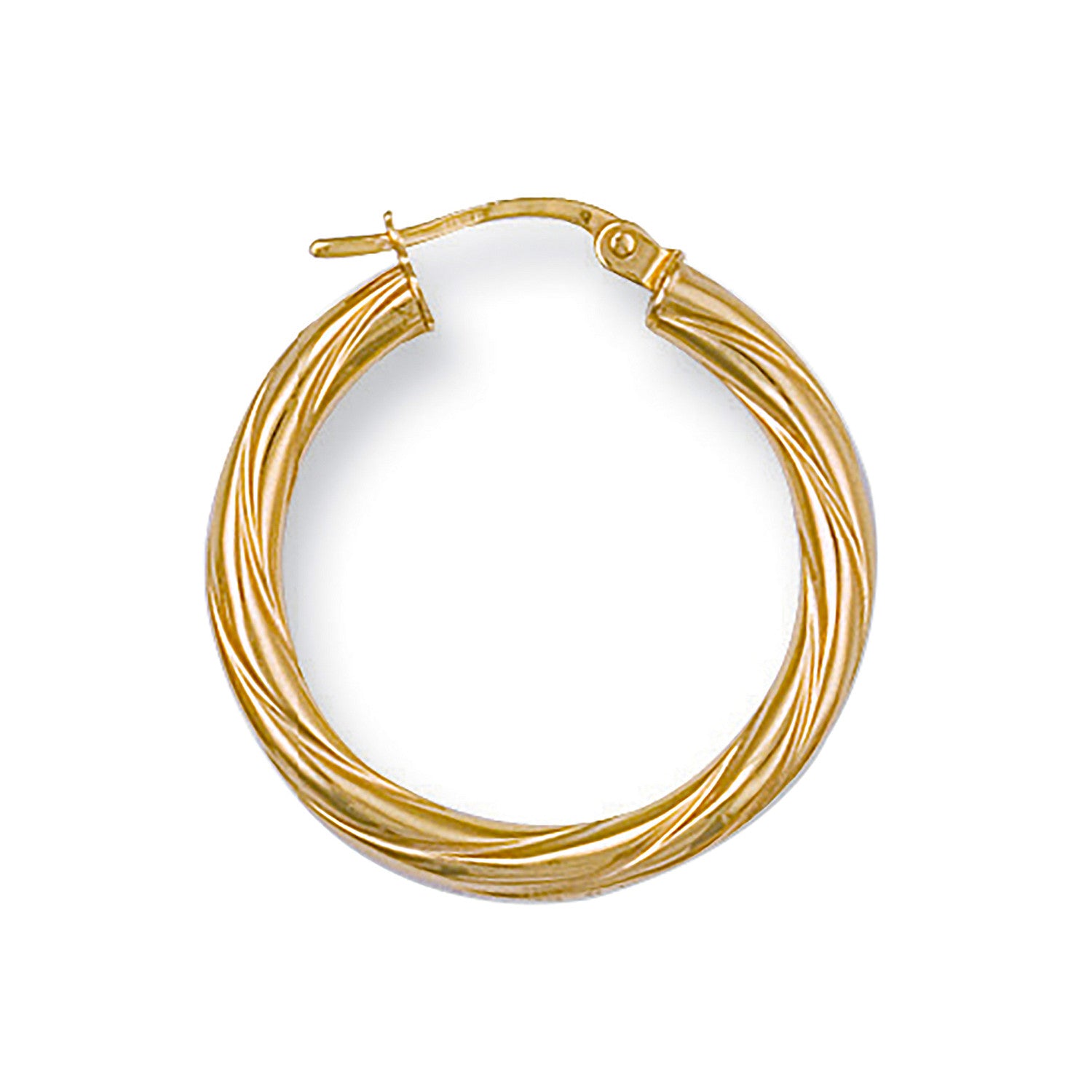 Yellow Gold 26mm Twisted Hoop Earrings - 9ct Gold