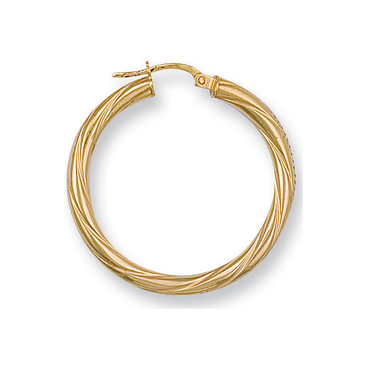 Yellow Gold 31mm Twisted Hoop Earrings - 9ct Gold