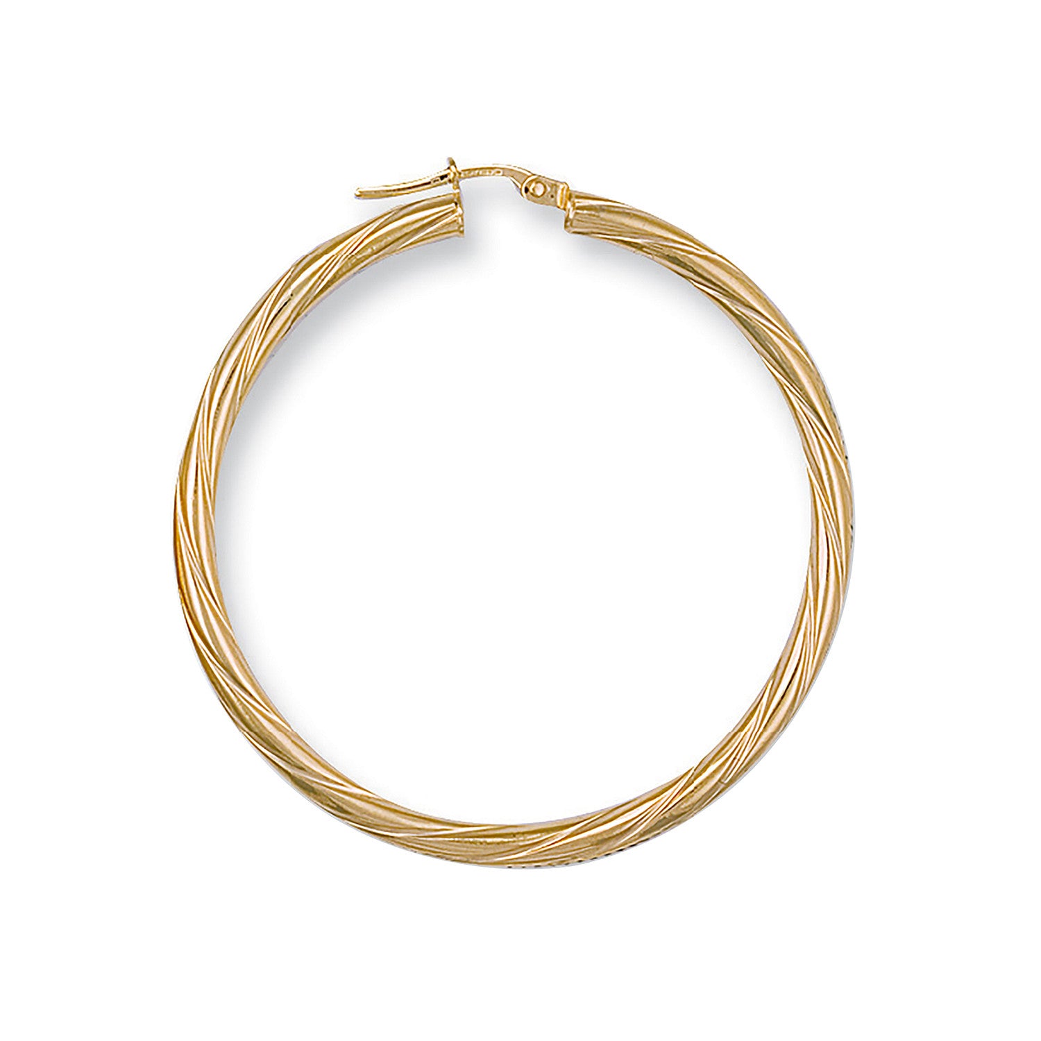 Yellow Gold 46mm Twisted Hoop Earrings - 9ct Gold