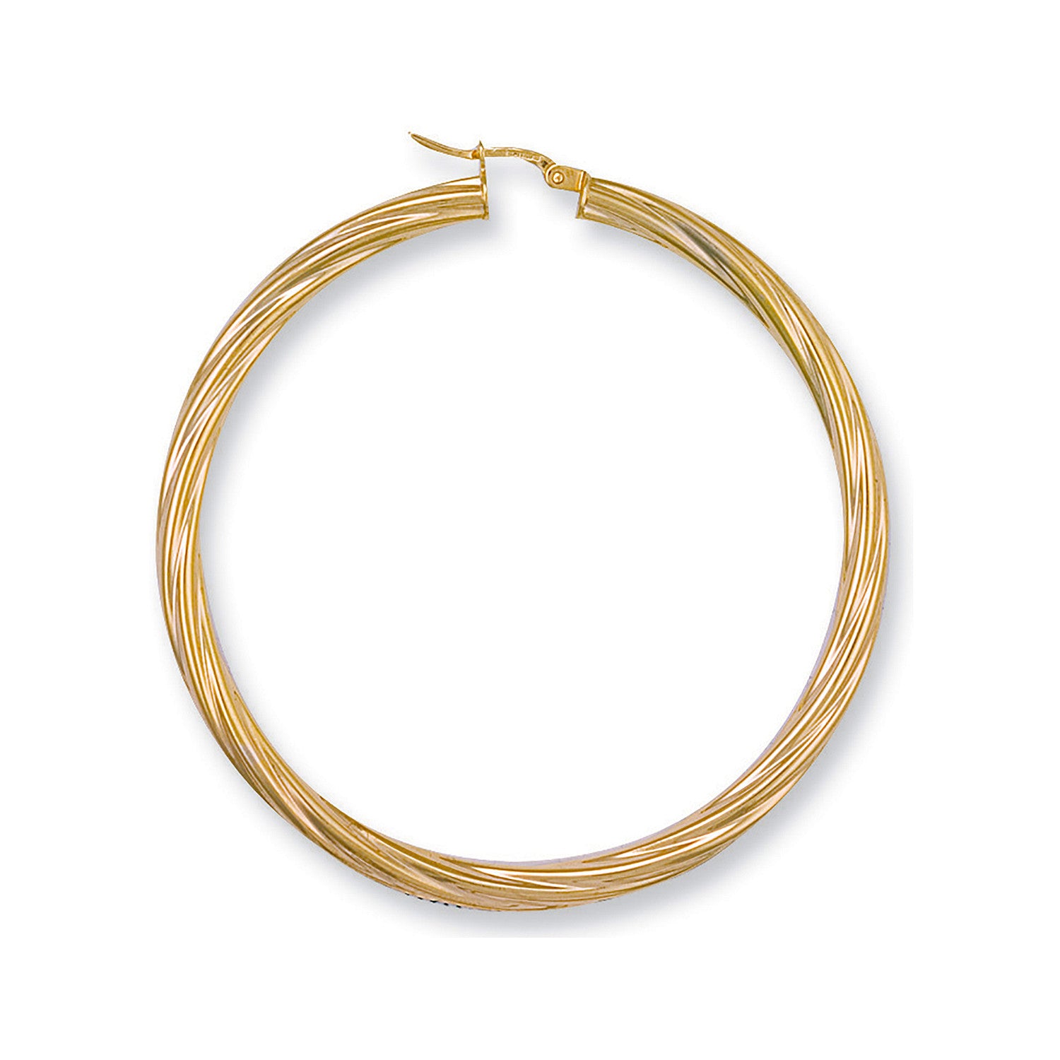 Yellow Gold 57mm Twisted Hoop Earrings - 9ct Gold