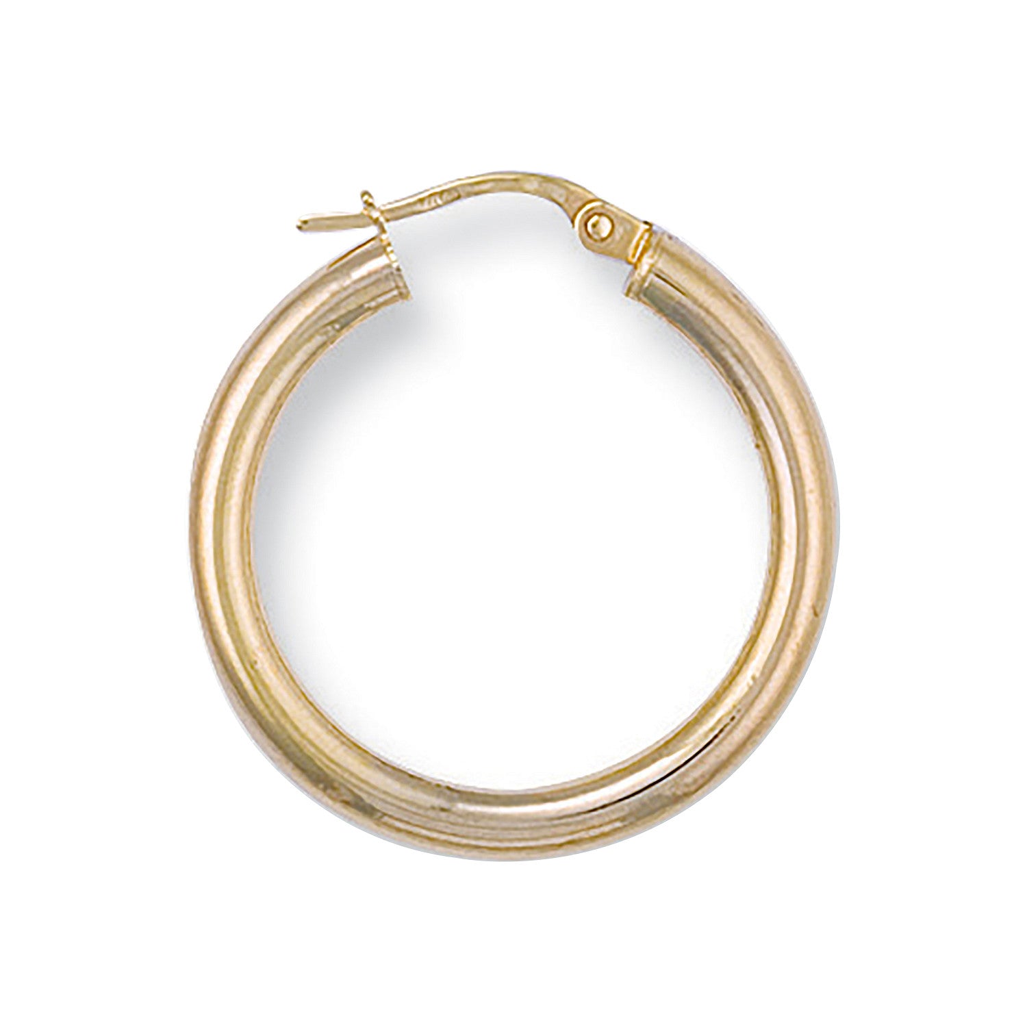 Yellow Gold 26mm Round Tube Hoop Earrings - 9ct Gold