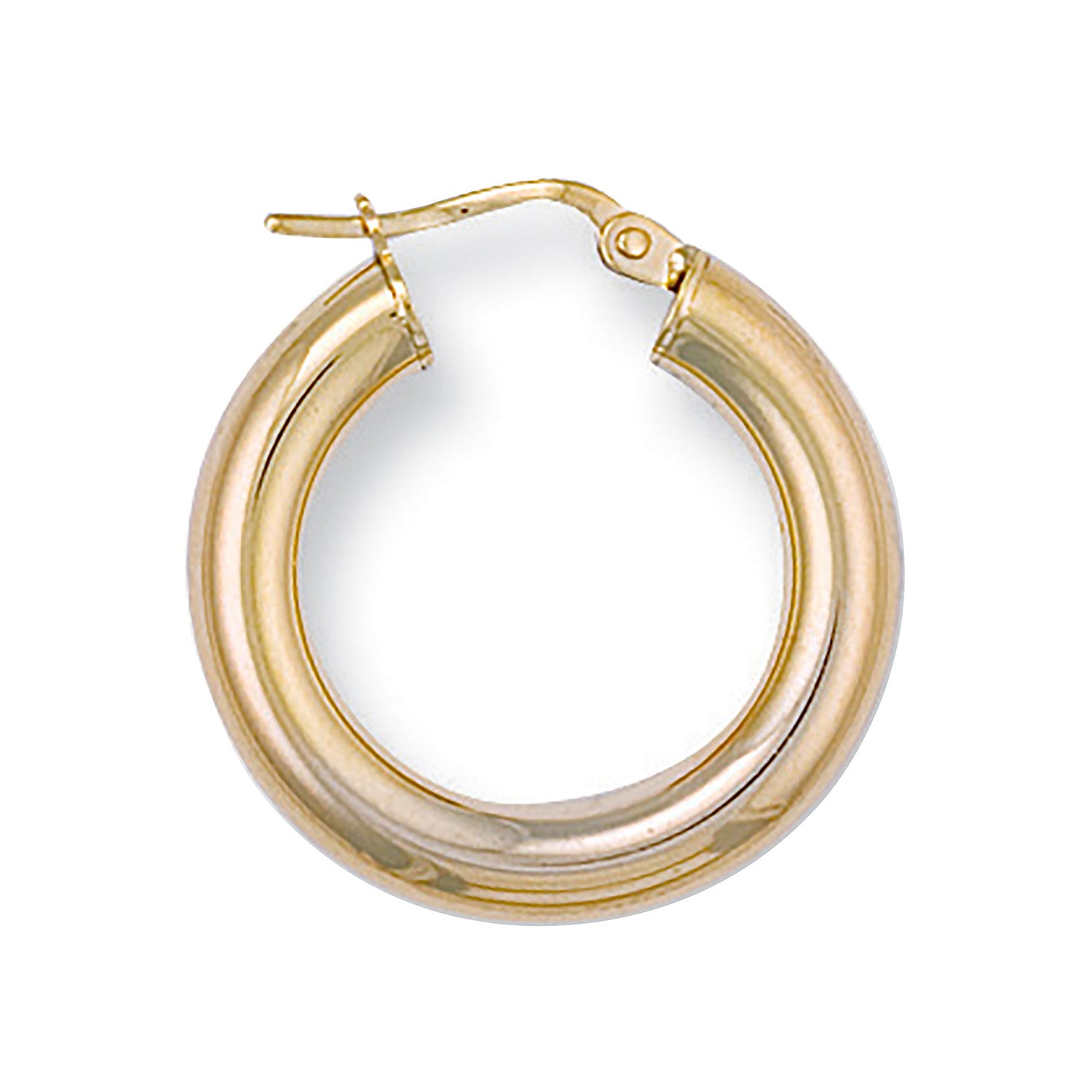 Yellow Gold 24mm Round Tube Hoop Earrings - 9ct Gold