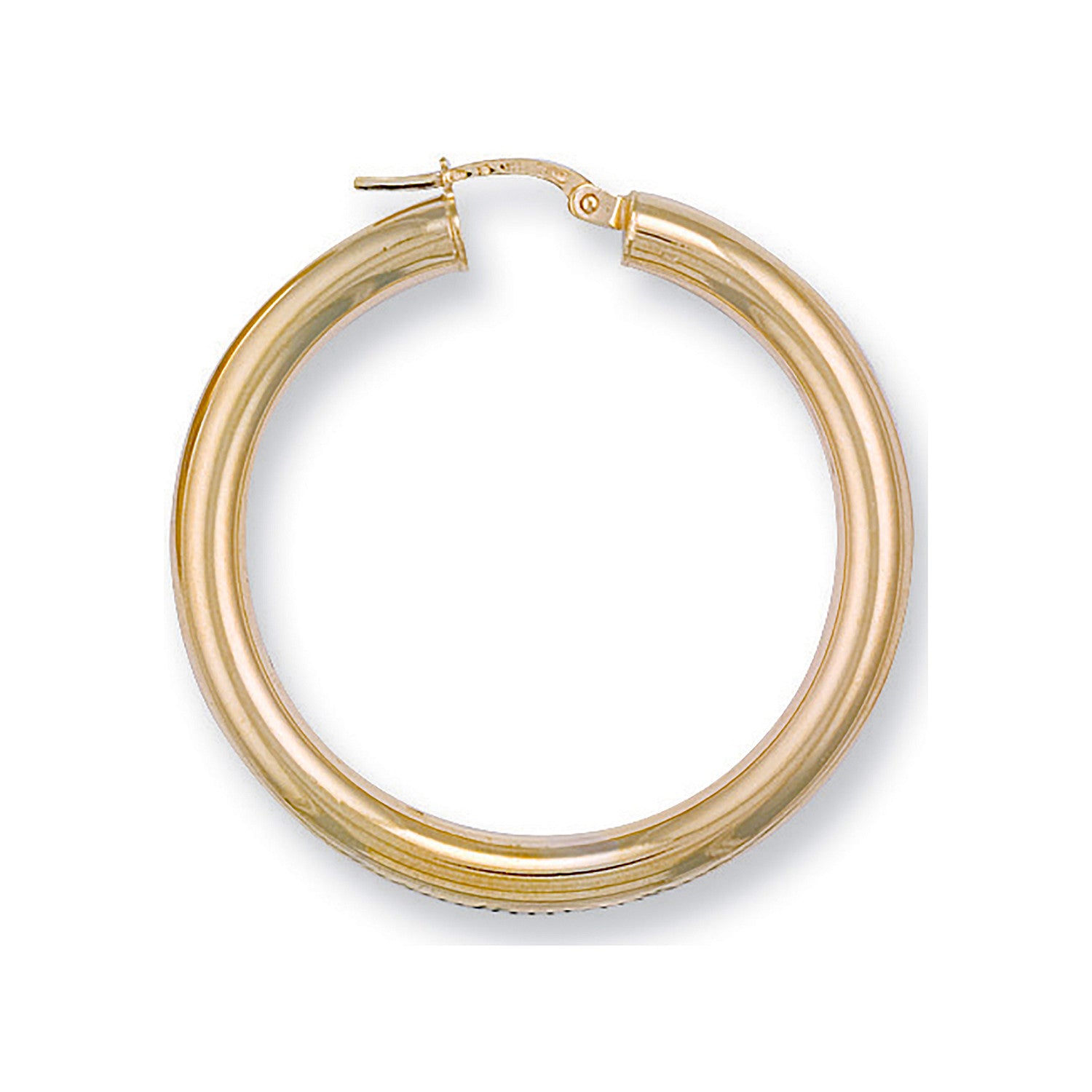 Yellow Gold 38mm Round Tube Hoop Earrings - 9ct Gold