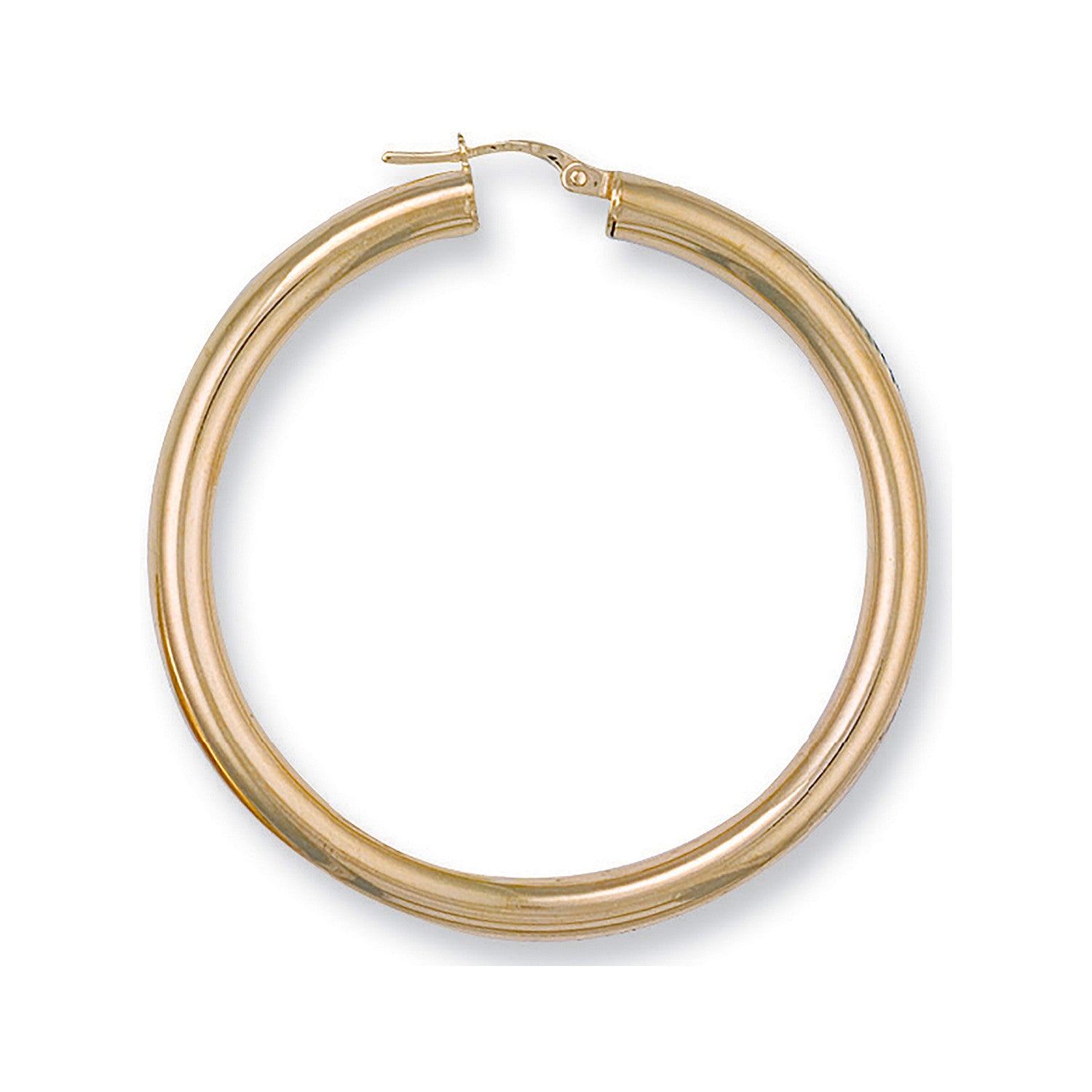 Yellow Gold 48mm Round Tube Hoop Earrings - 9ct Gold