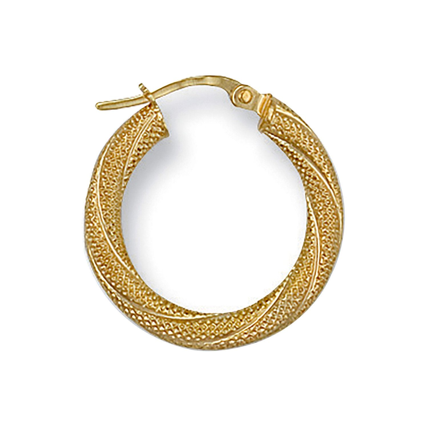 Y/G 21mm Frosted Twisted Hoop Earrings