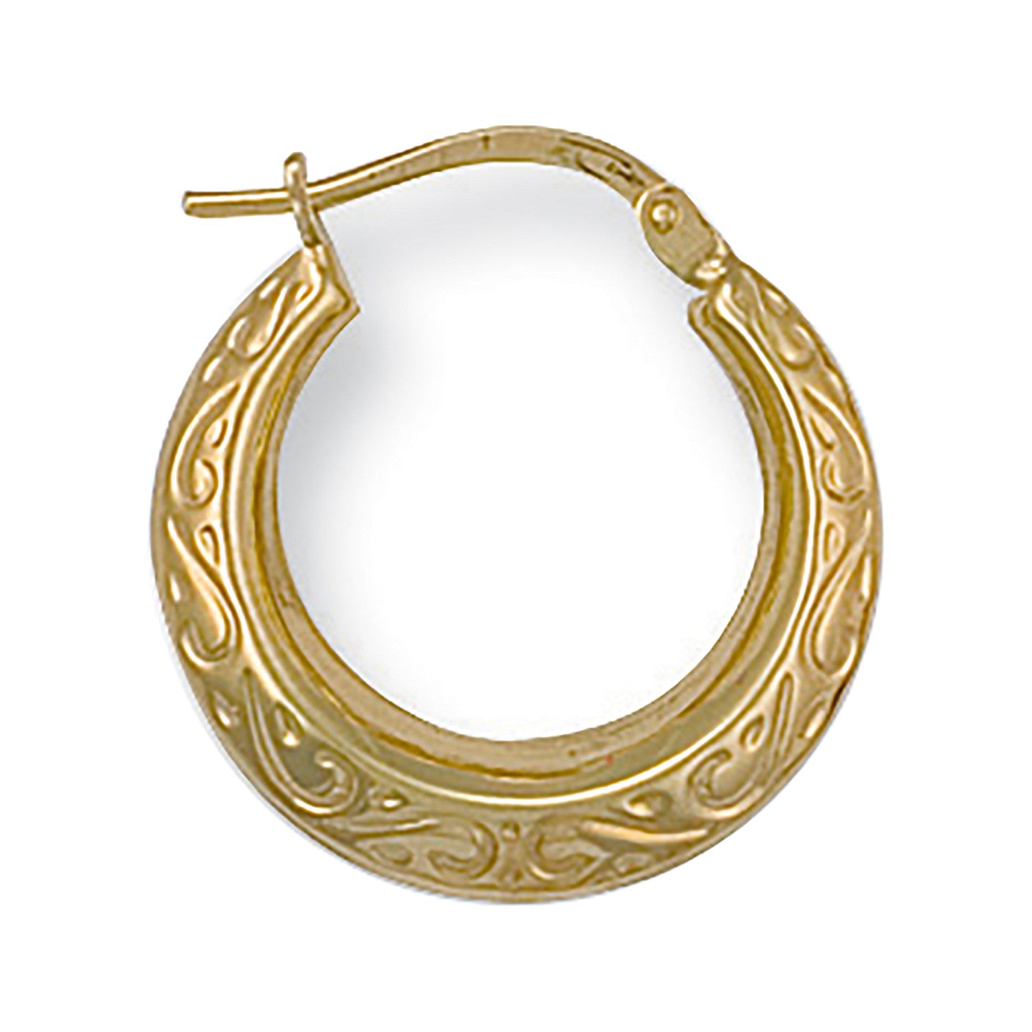 Yellow Gold 18mm Patterned Creoles - 9ct Gold