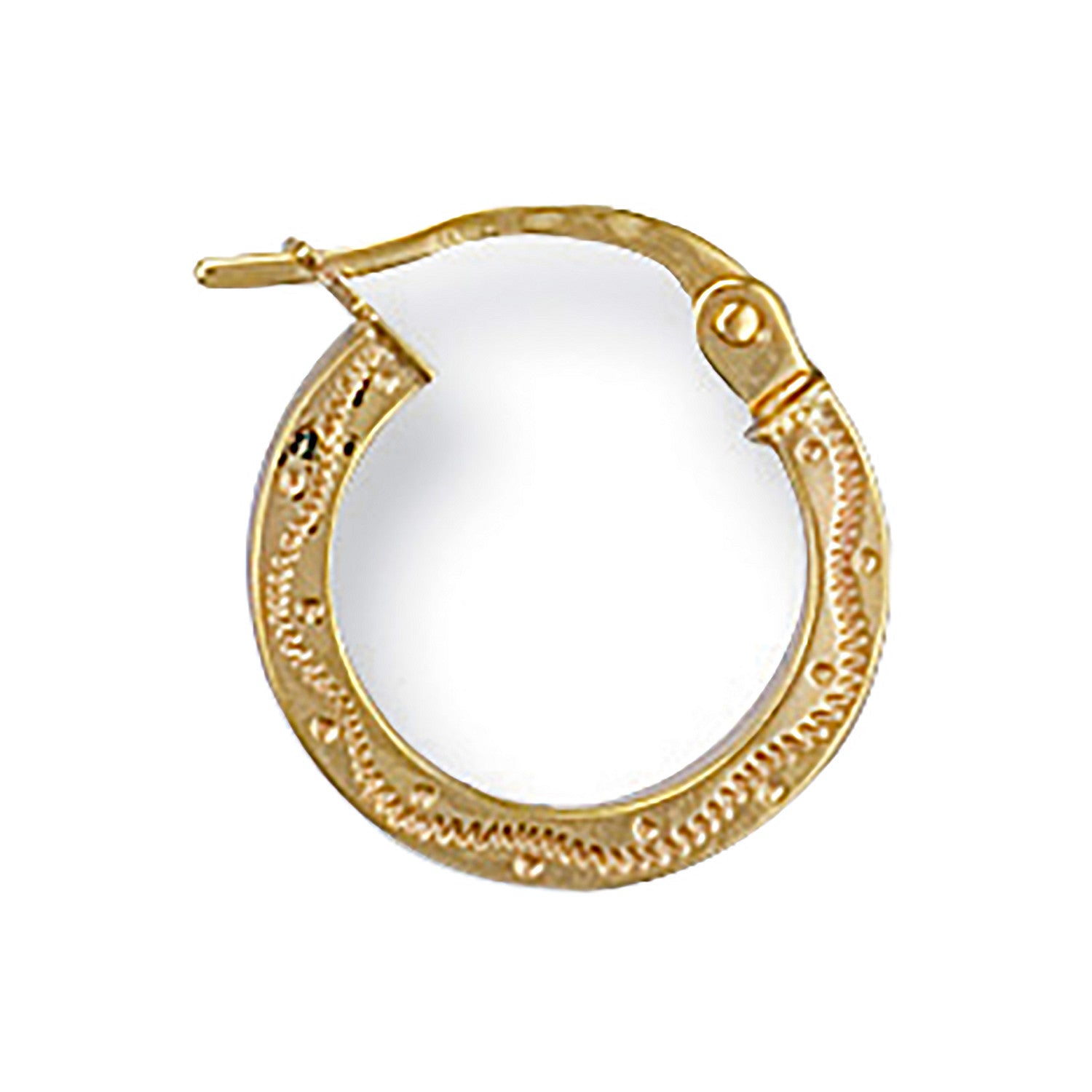 Yellow Gold 13mm Patterned Hoop Earrings - 9ct Gold