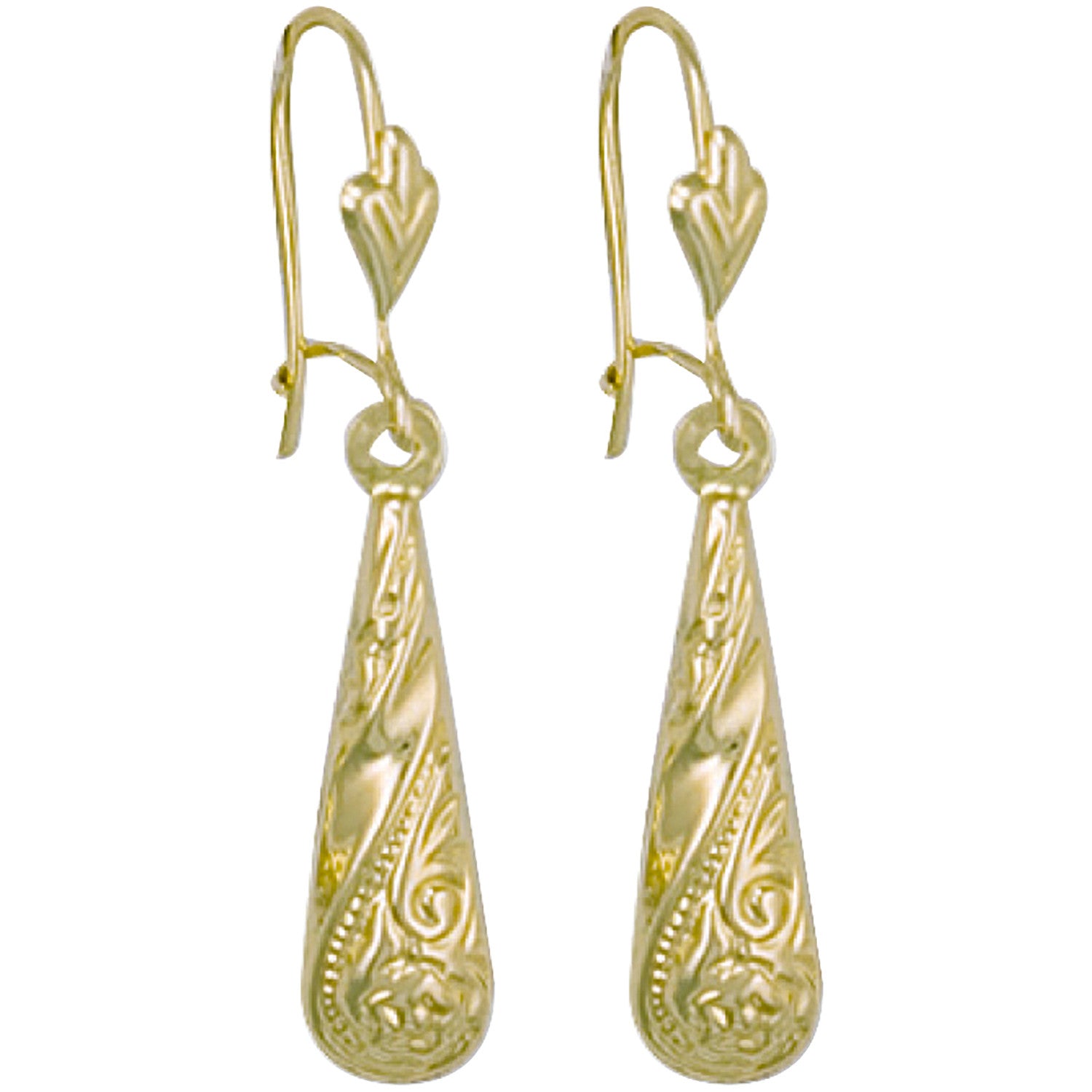 Yellow Gold Patterned Drops - 9ct Gold