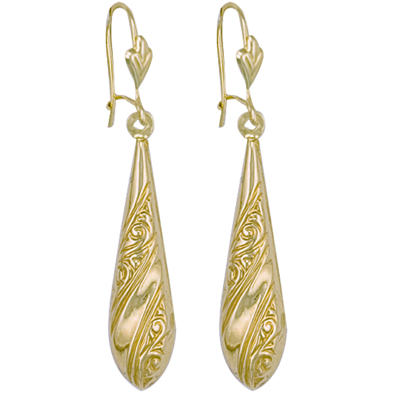 Yellow Gold Patterned Drops - 9ct Gold