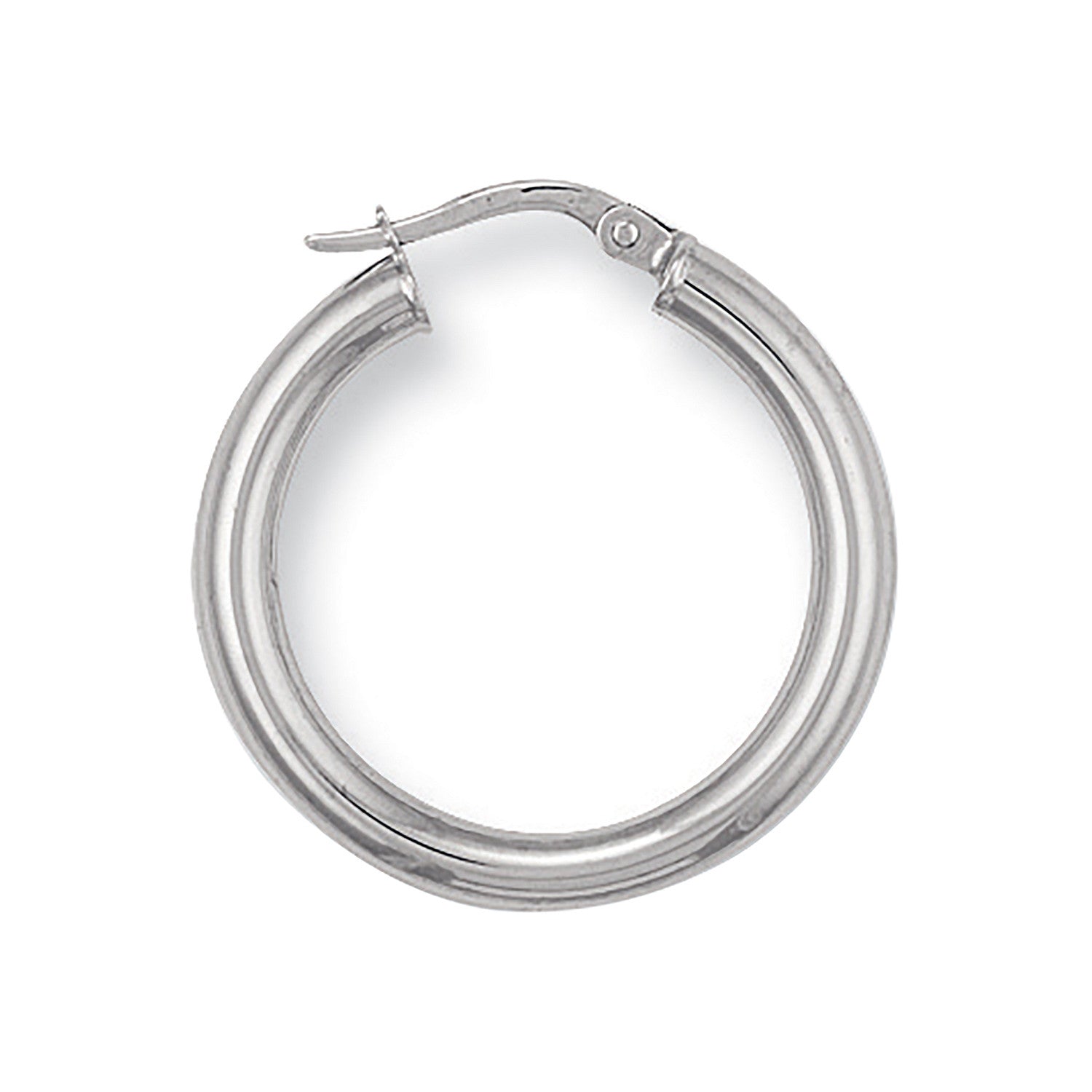 White Gold 25mm Round Tube Hoop Earrings - 9ct Gold