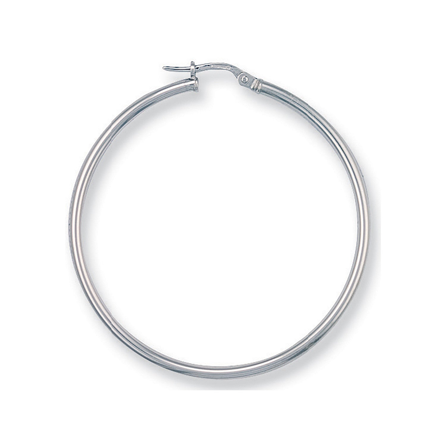 White Gold 40mm Round Tube Hoop Earrings - 9ct Gold