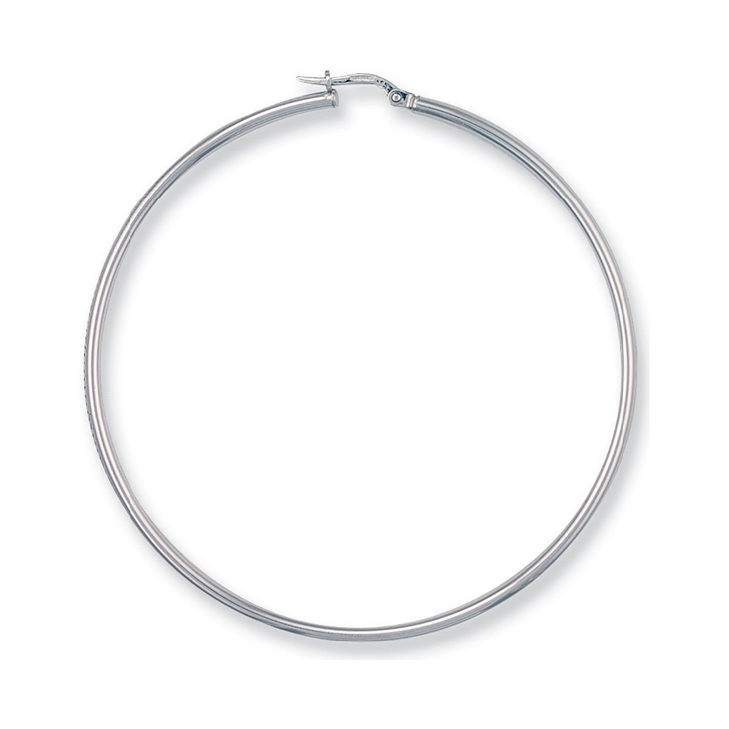 White Gold 60mm Round Tube Hoop Earrings - 9ct Gold