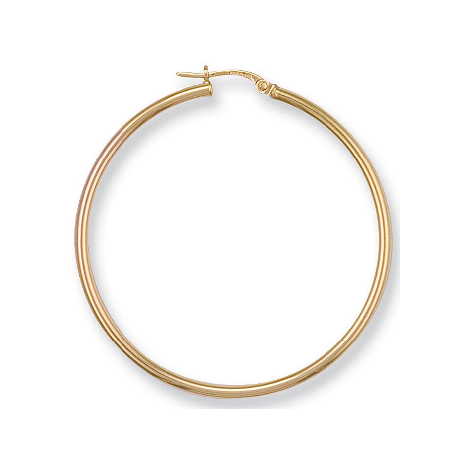 Yellow Gold 40mm Round Tube Hoop Earrings - 9ct Gold