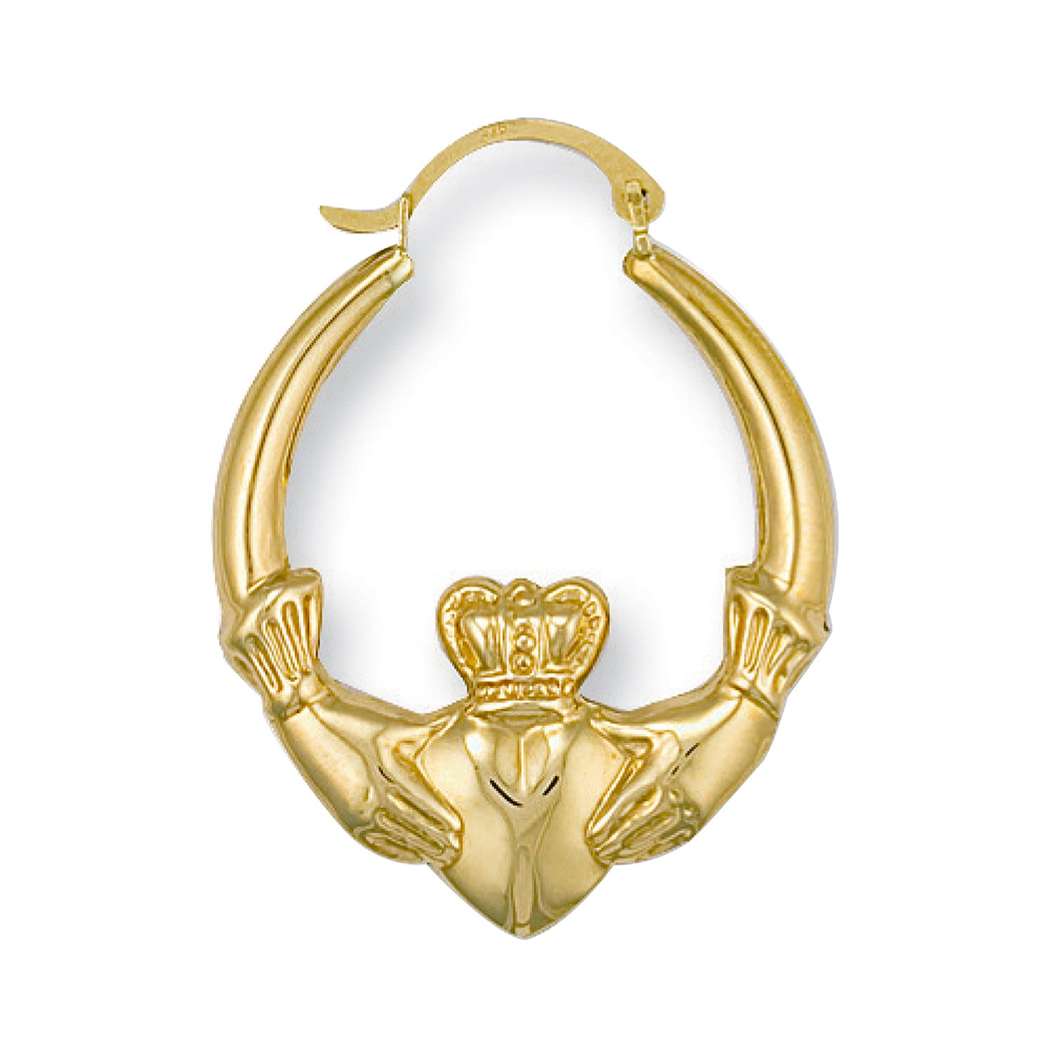 Yellow Gold Claddagh Creoles - 9ct Gold