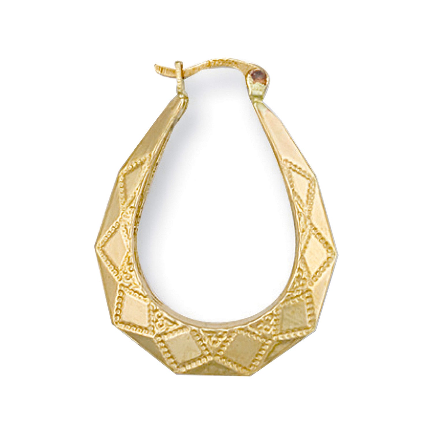 Yellow Gold D/C Oval Creoles - 9ct Gold