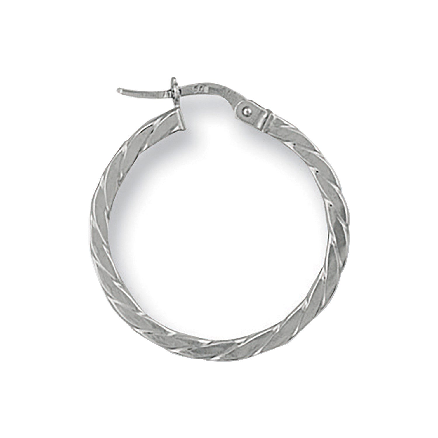 White Gold 25mm Twisted Hoop Earrings - 9ct Gold