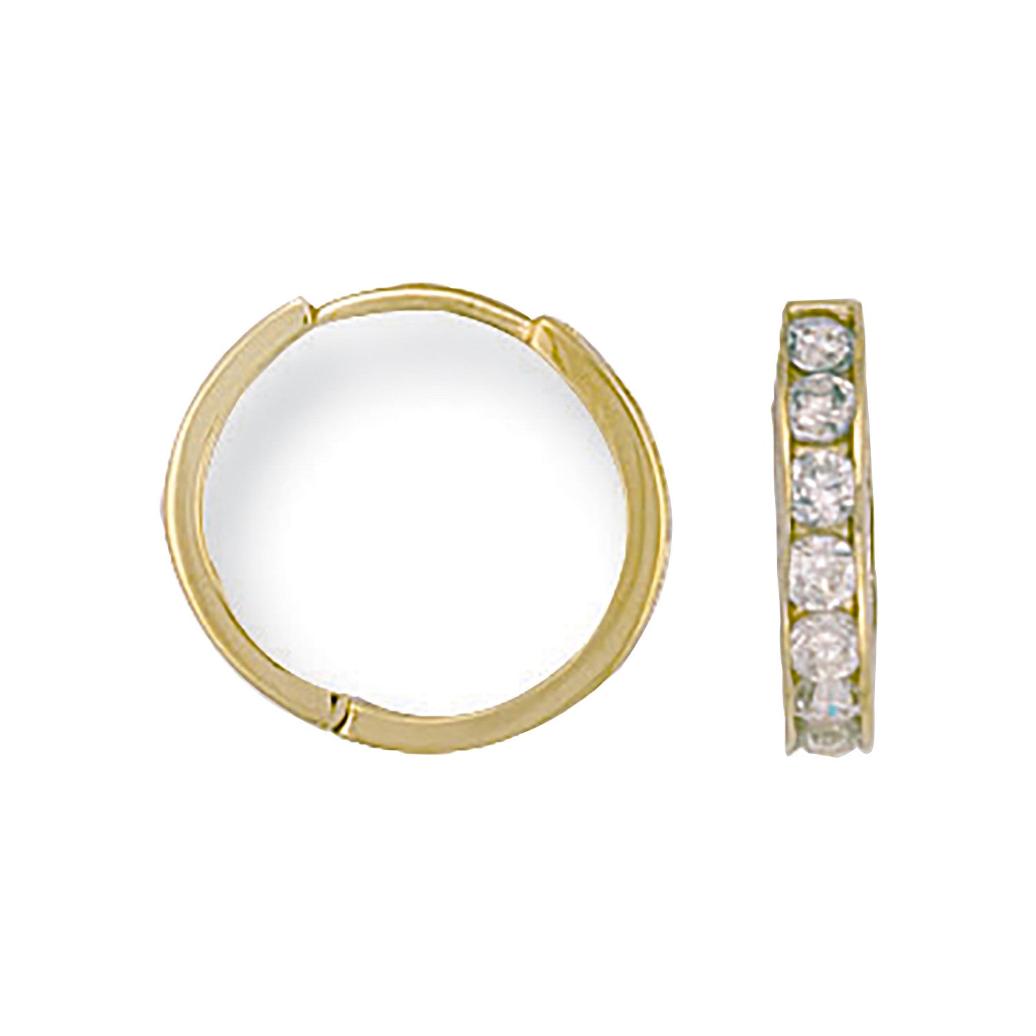 Yellow Gold 15mm Cubic Zirconia Huggies - 9ct Gold