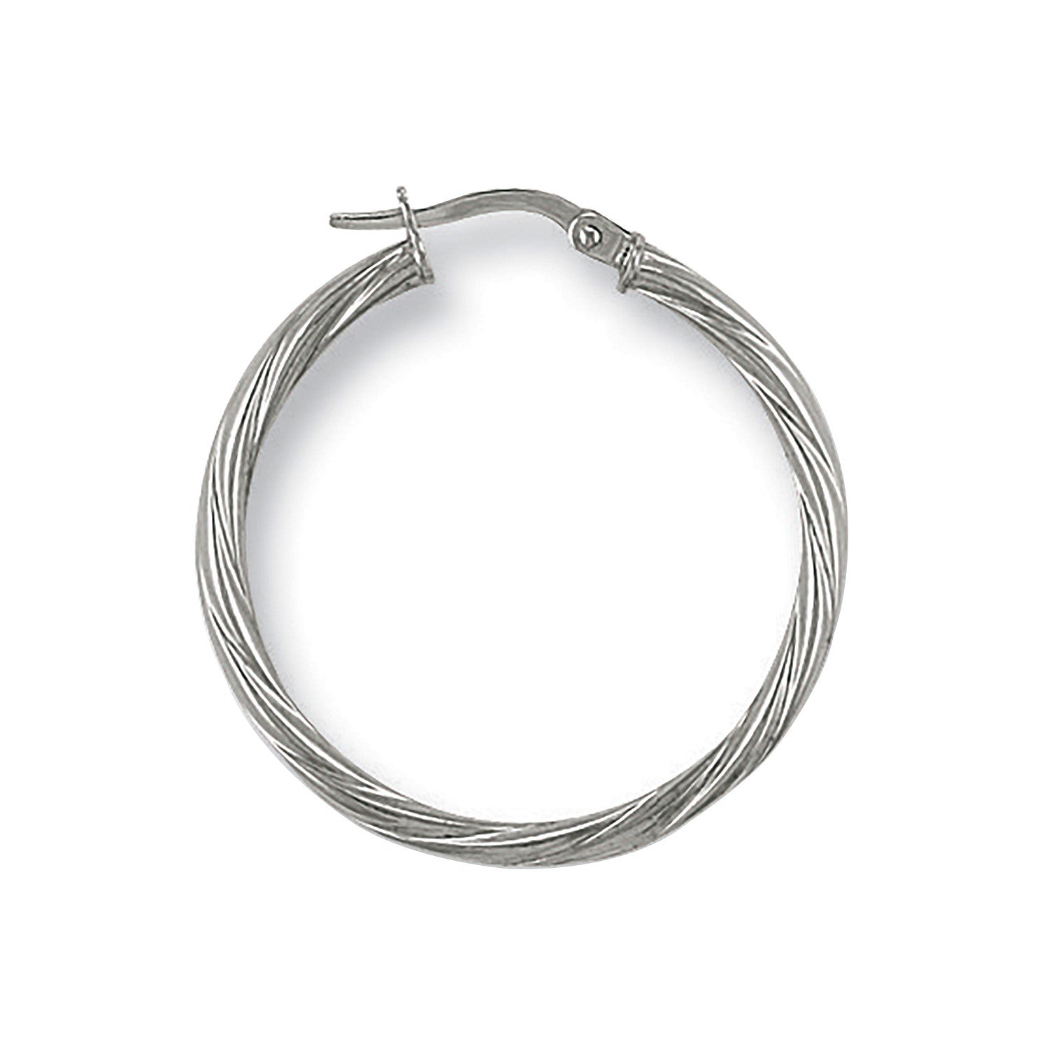 White Gold 29mm Twisted Hoop Earrings - 9ct Gold