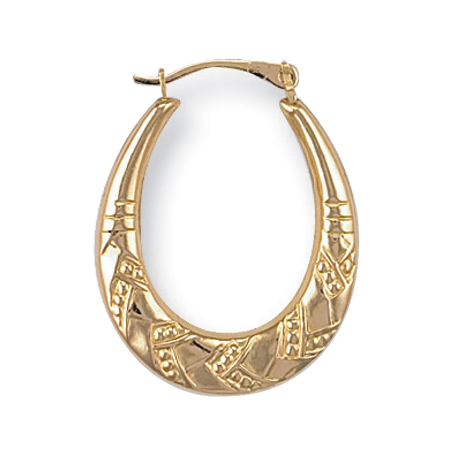 Yellow Gold Fancy Oval Creoles - 9ct Gold