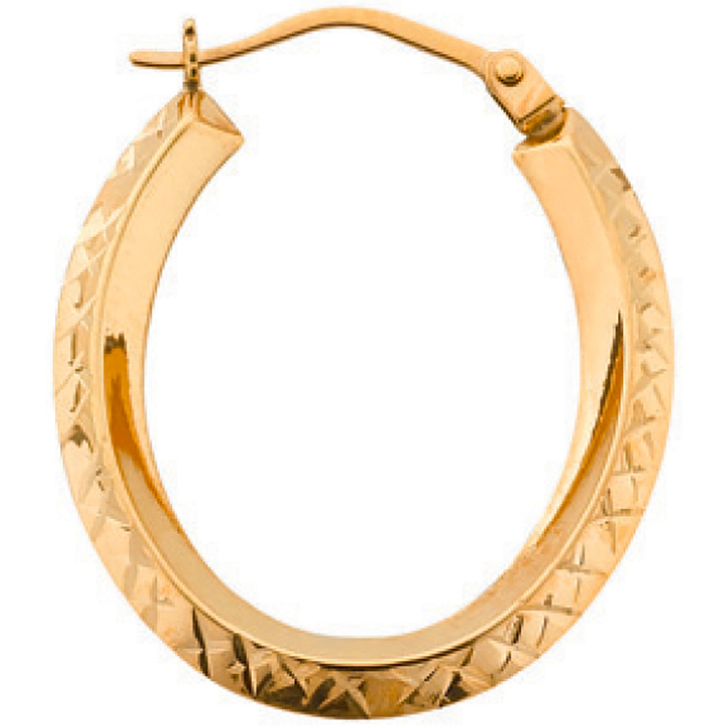 Yellow Gold D/C Oval Hoop Earrings - 9ct Gold