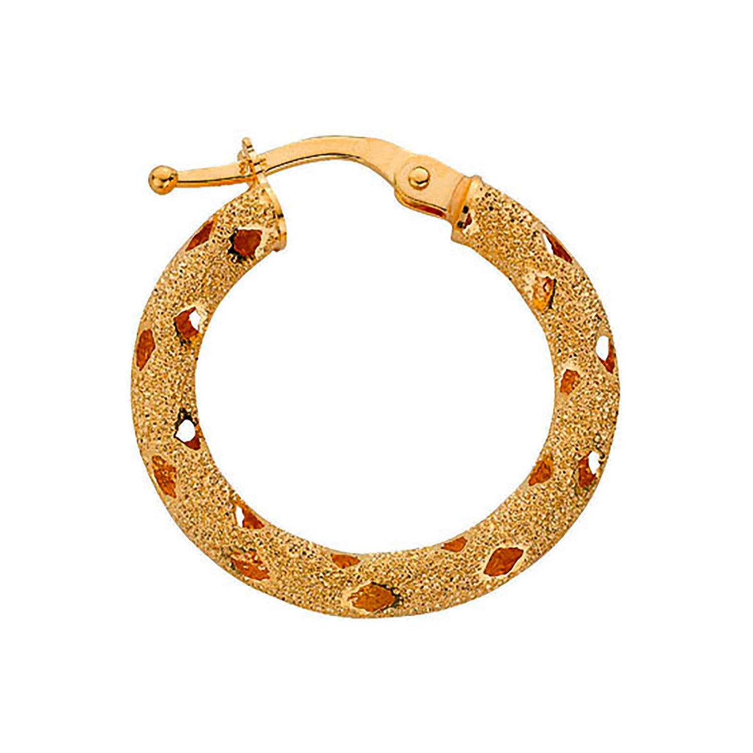 Yellow Gold 21mm Frosted Hoop Earrings - 9ct Gold