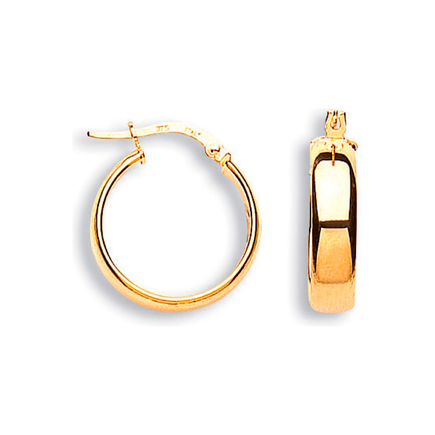 Yellow Gold 18mm Tube Hoop Earrings - 9ct Gold