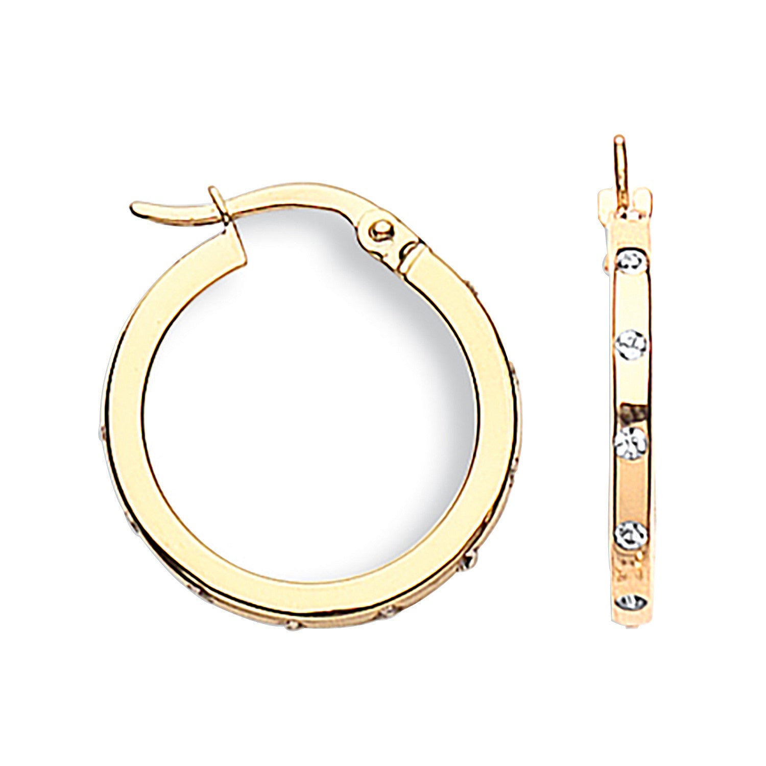 Yellow Gold 20mm Cubic Zirconia Hoop Earrings - 9ct Gold