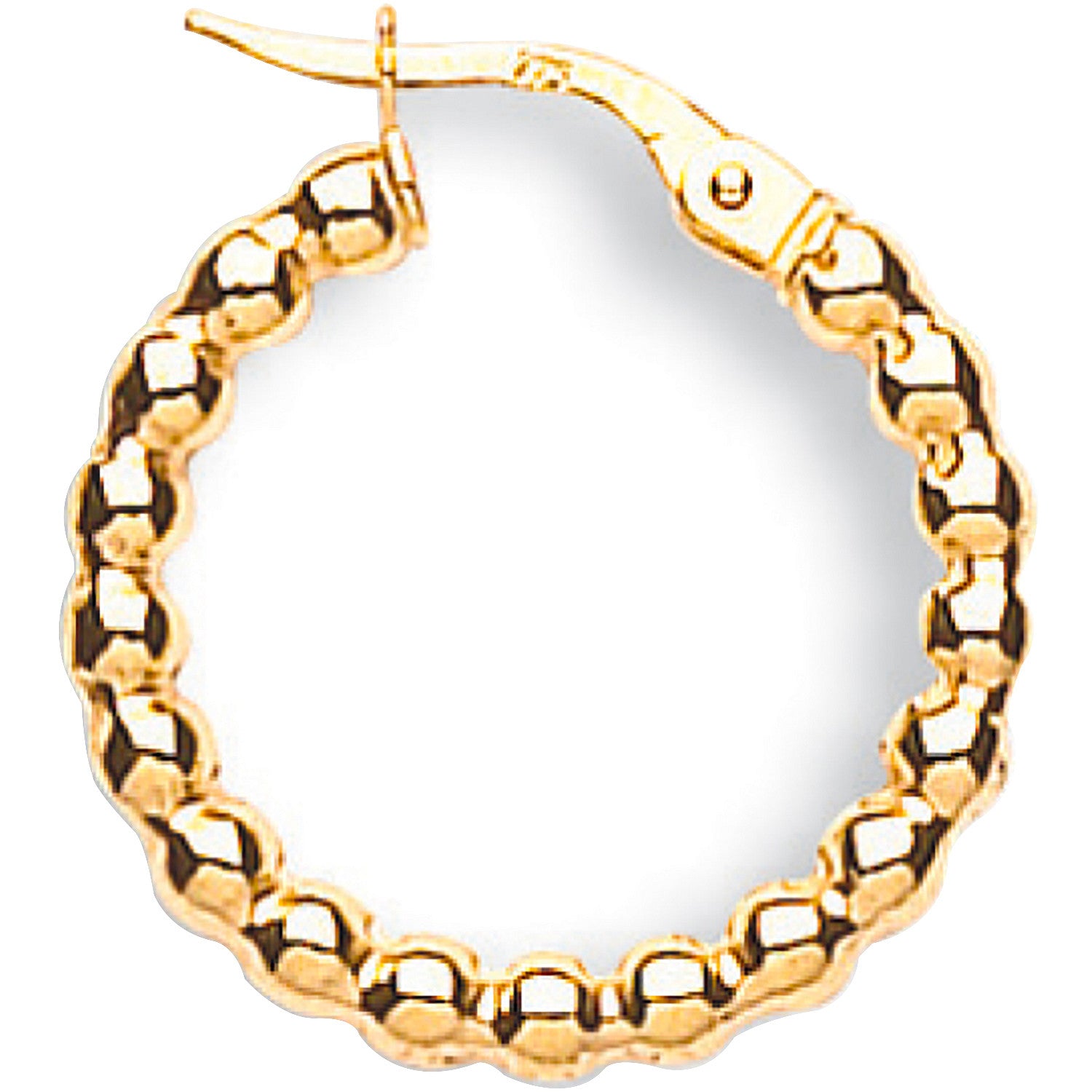Yellow Gold Fancy Beaded 21mm Hoop Earrings - 9ct Gold