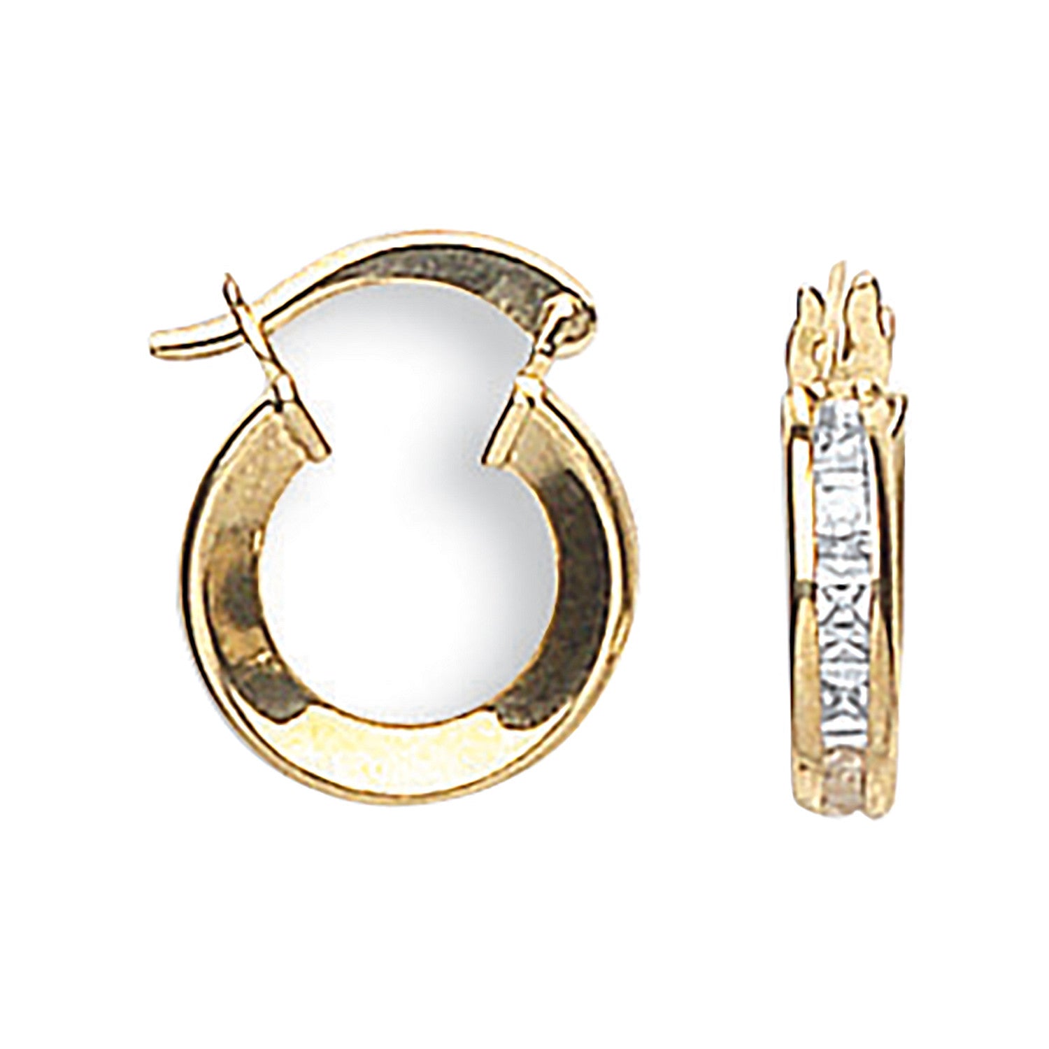 Yellow Gold 13mm Princess Cut Cubic Zirconia Hoops - 9ct Gold