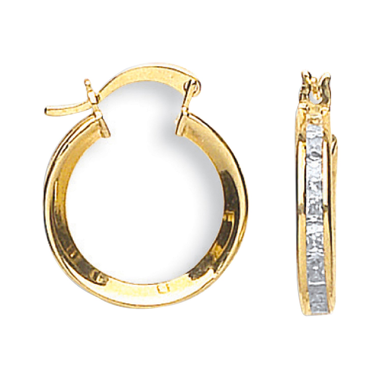 Yellow Gold 18mm Princess Cut Cubic Zirconia Hoops - 9ct Gold