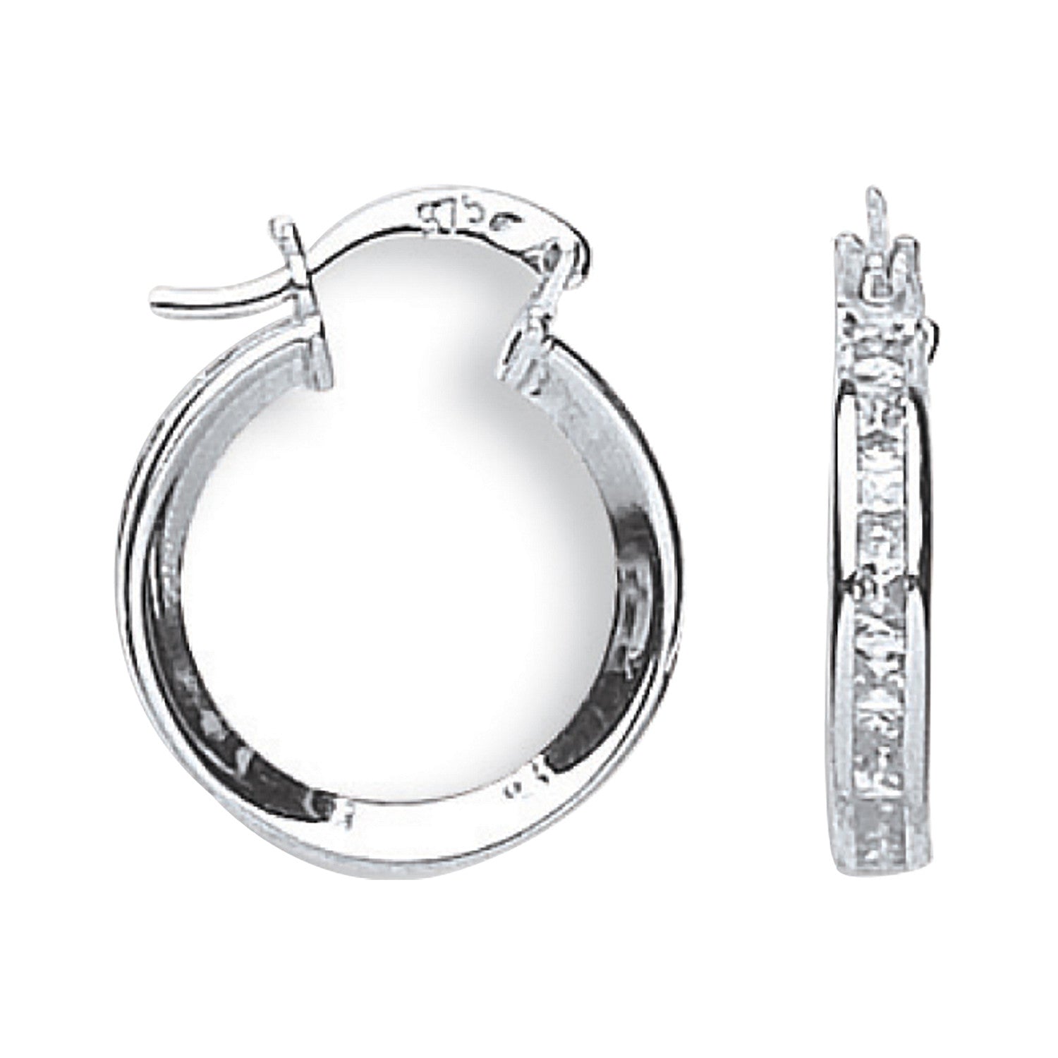 White Gold 18mm Princess Cut Cubic Zirconia Hoops - 9ct Gold