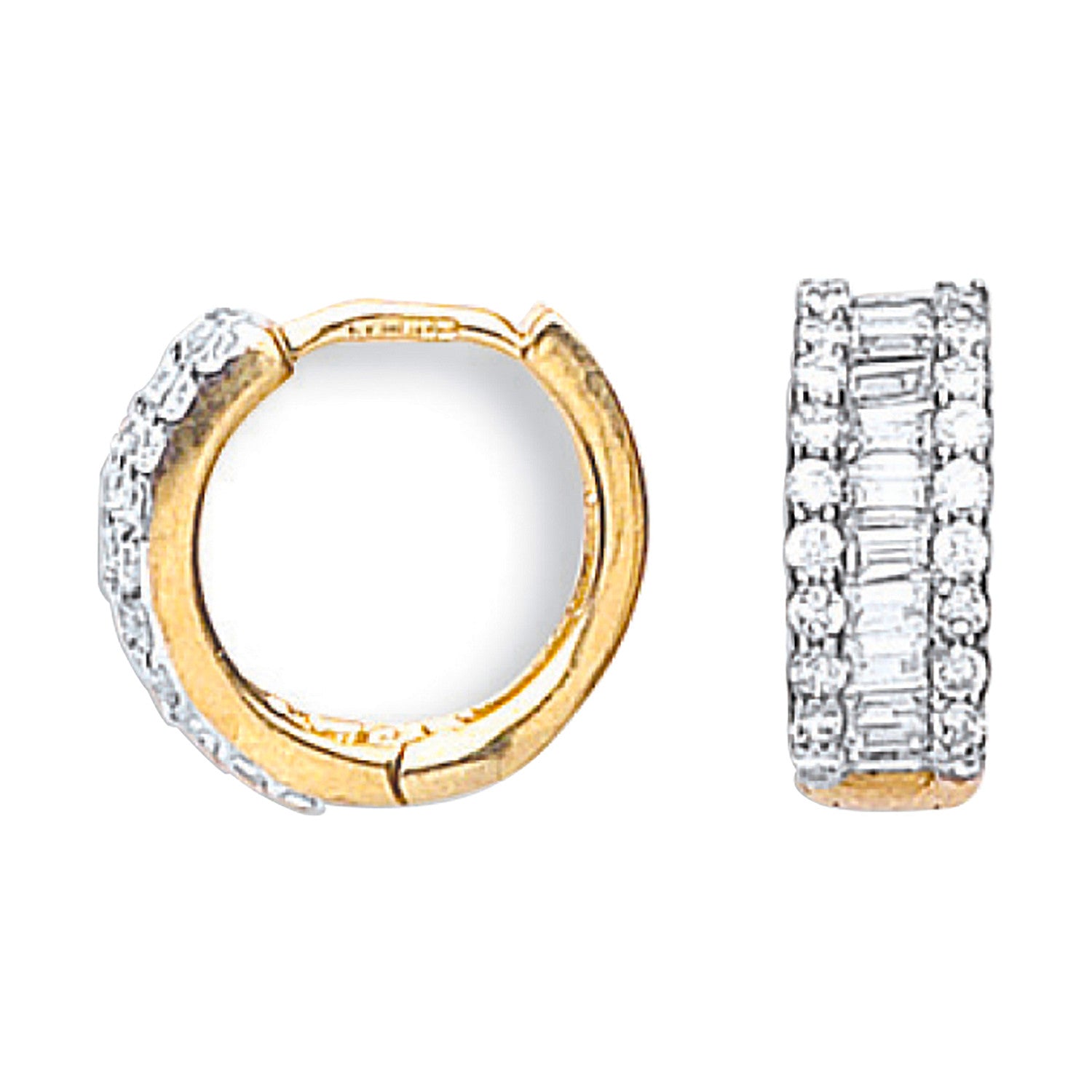 Yellow Gold 15mm Cubic Zirconia Huggies - 9ct Gold