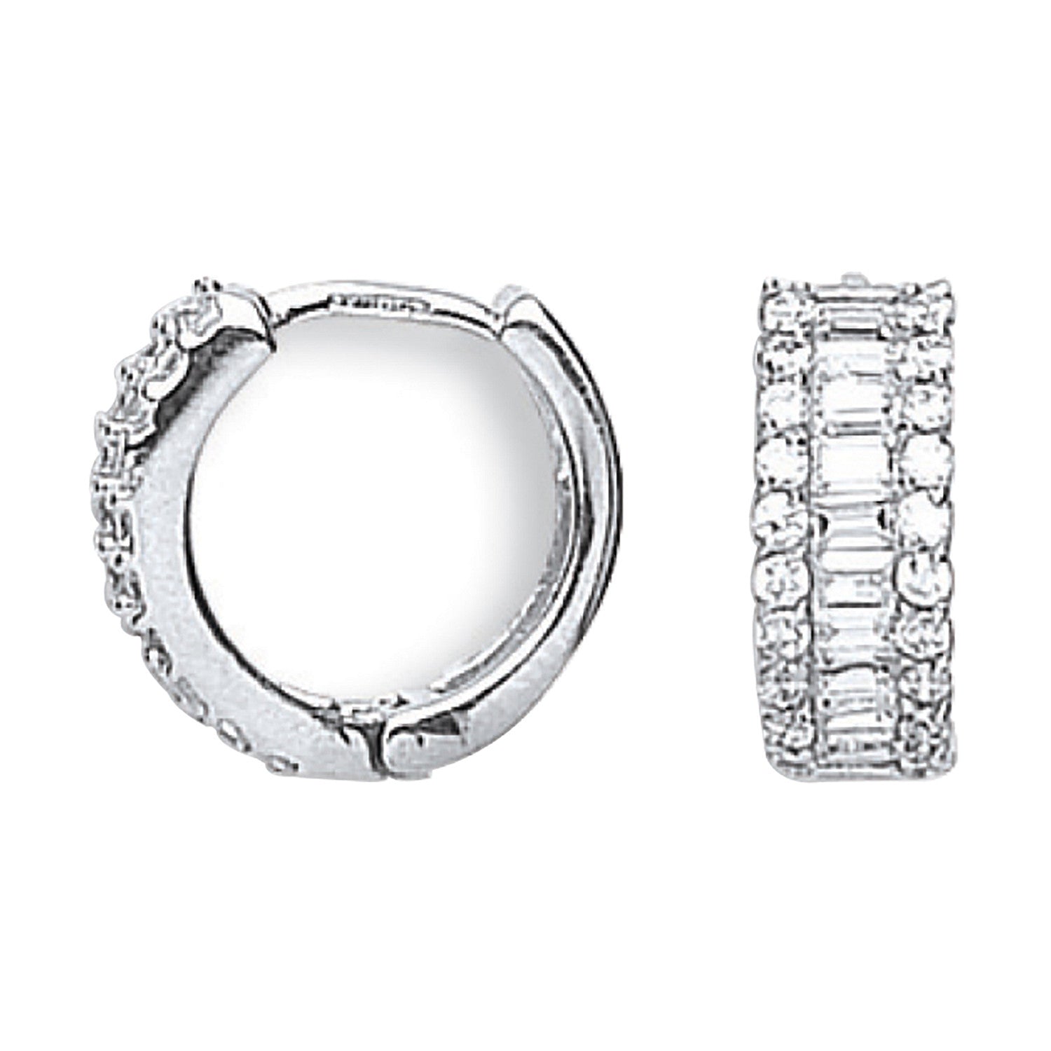 White Gold 15mm Cubic Zirconia Huggies - 9ct Gold