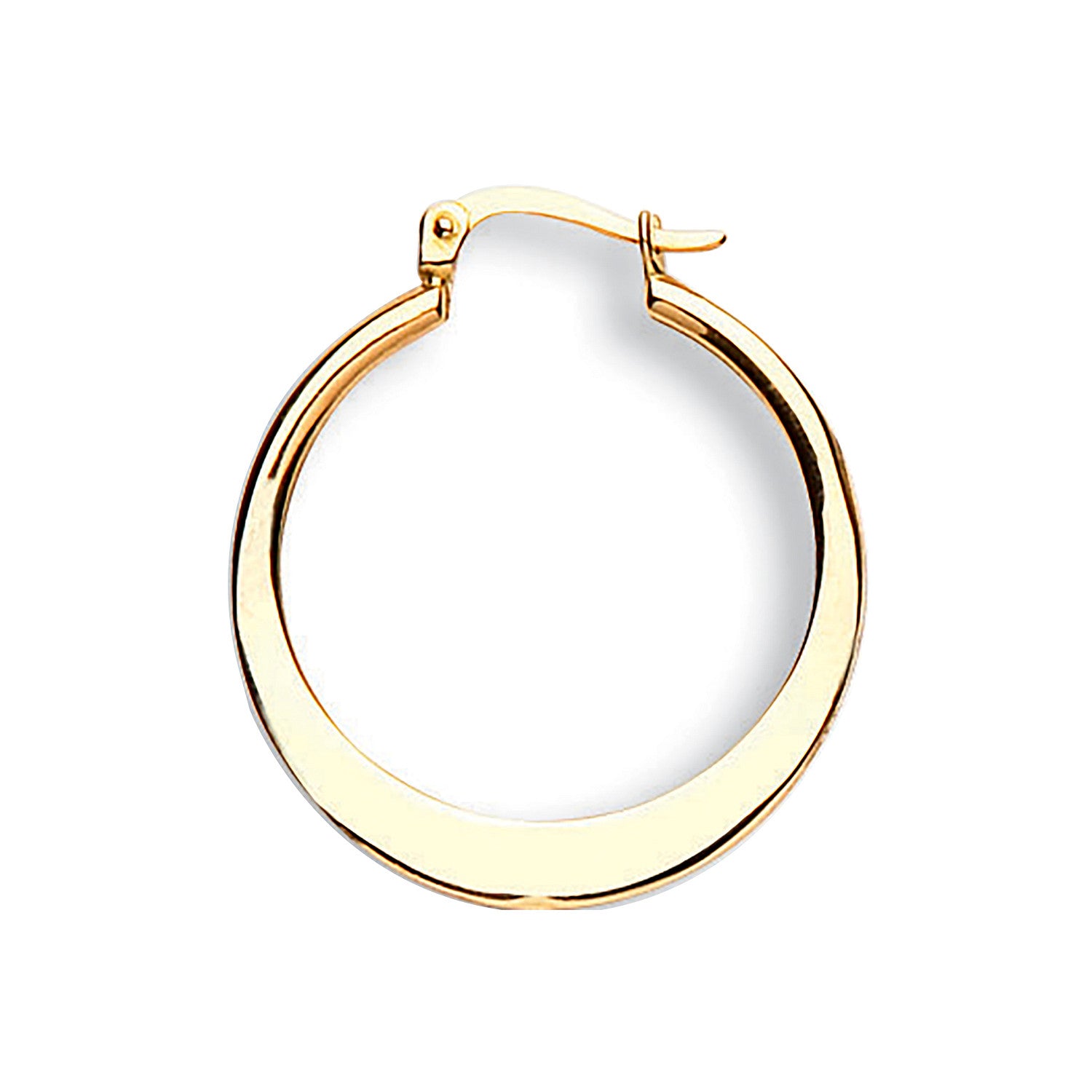Yellow Gold Flat Round 26mm Hoop Earrings - 9ct Gold